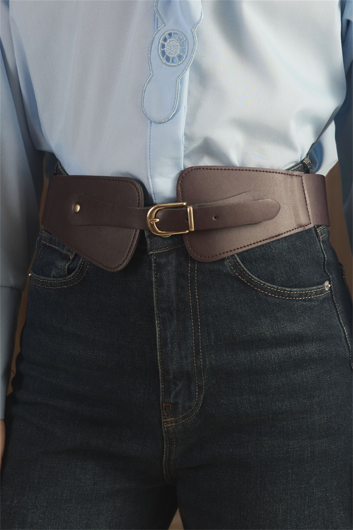 Minimal Toka Detaylı Geniş Kemer - Mürdüm