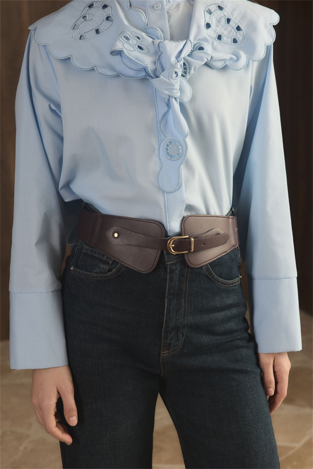 Minimal Toka Detaylı Geniş Kemer - Mürdüm