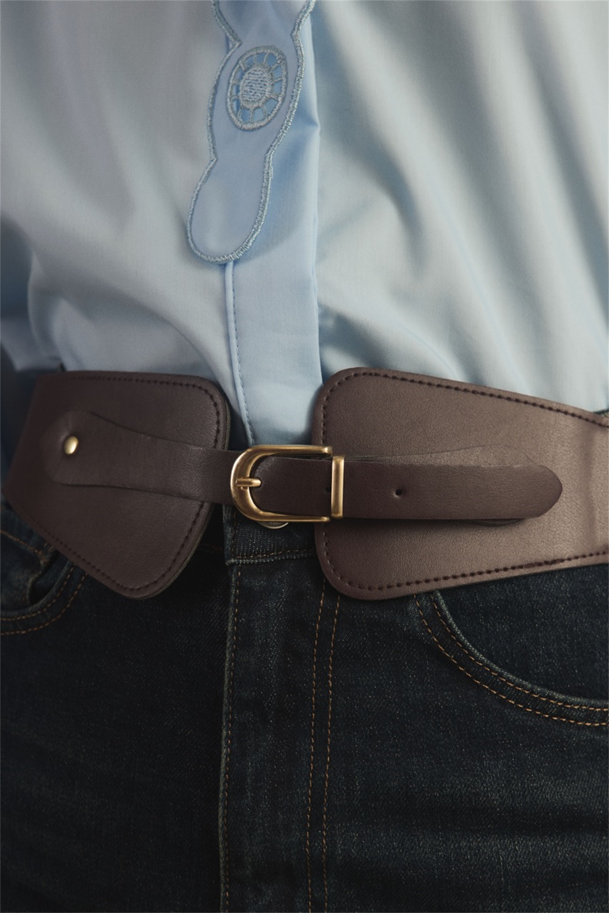 Minimal Toka Detaylı Geniş Kemer - Mürdüm