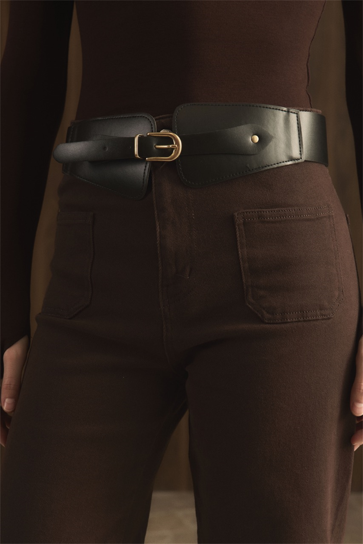 Minimal Toka Detaylı Geniş Kemer - Siyah