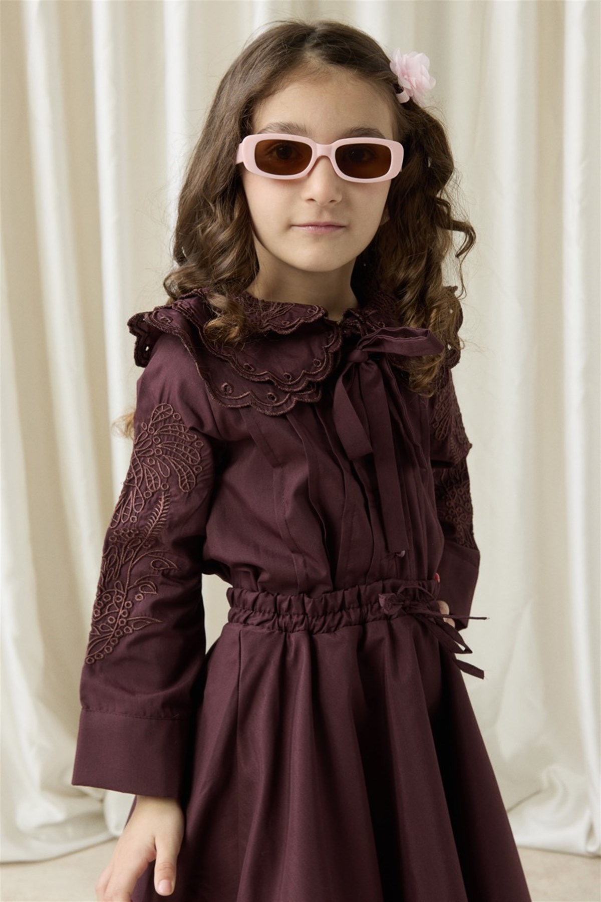 Nakışlı Dacron Etek Takım - Bordo