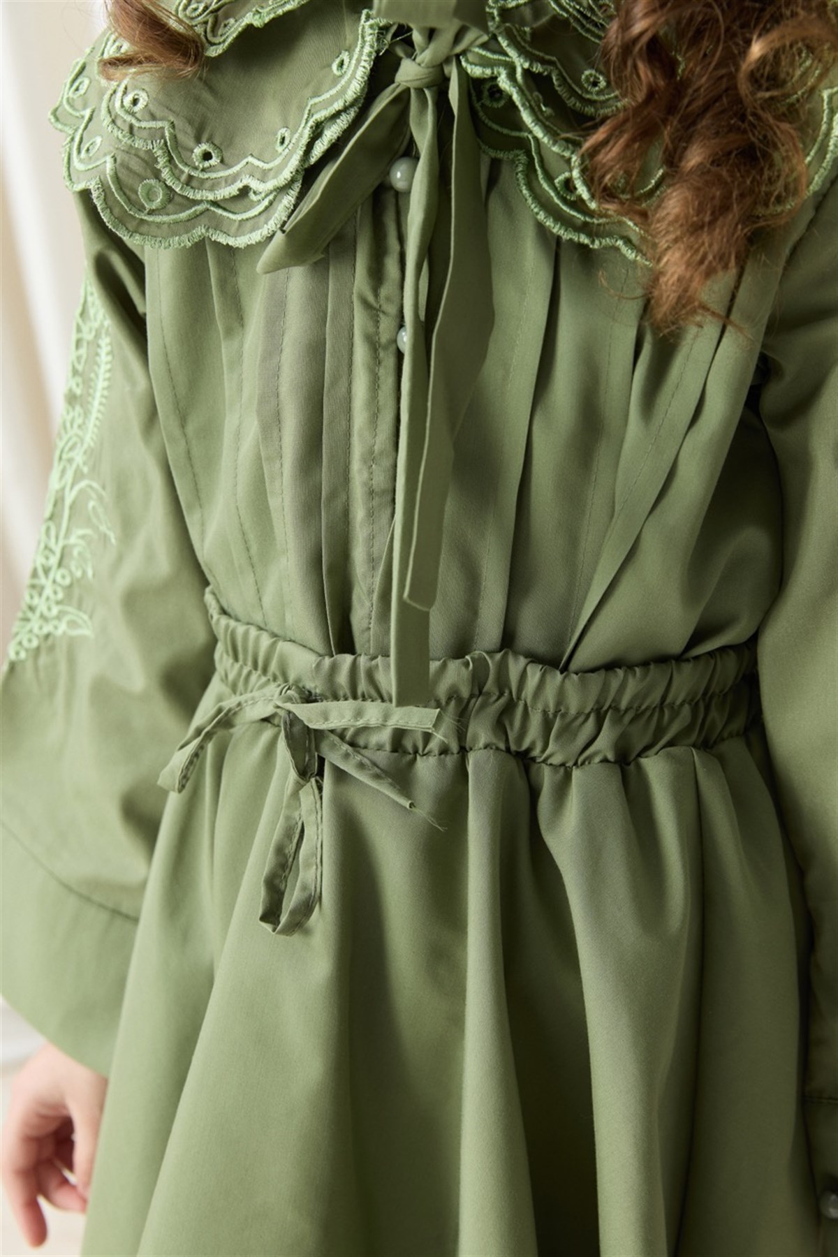 Nakışlı Dacron Etek Takım - Haki