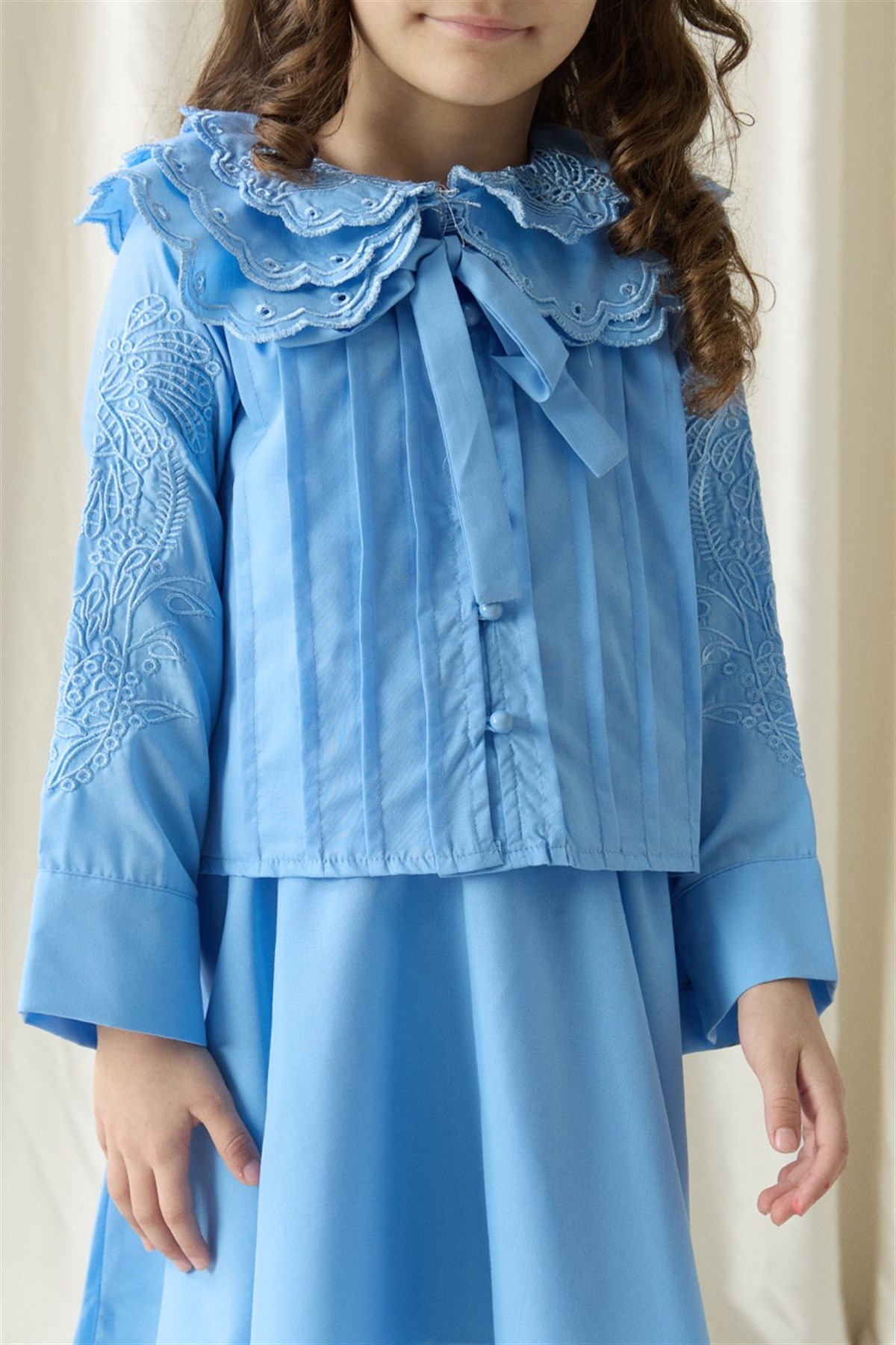 Nakışlı Dacron Etek Takım - Mavi