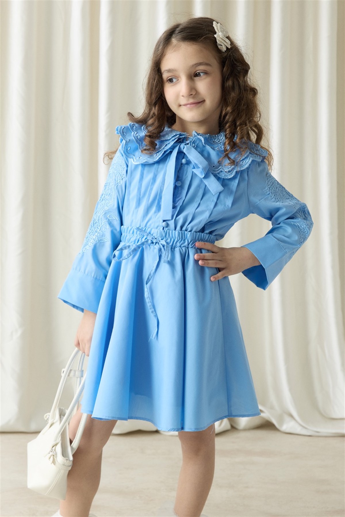 Nakışlı Dacron Etek Takım - Mavi