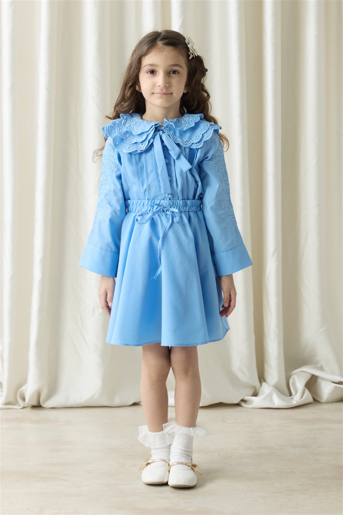 Nakışlı Dacron Etek Takım - Mavi