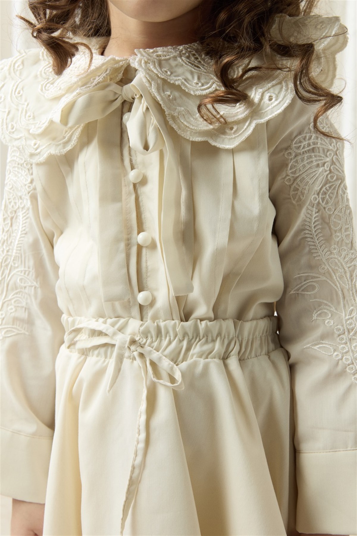 Nakışlı Dacron Etek Takım - Taş