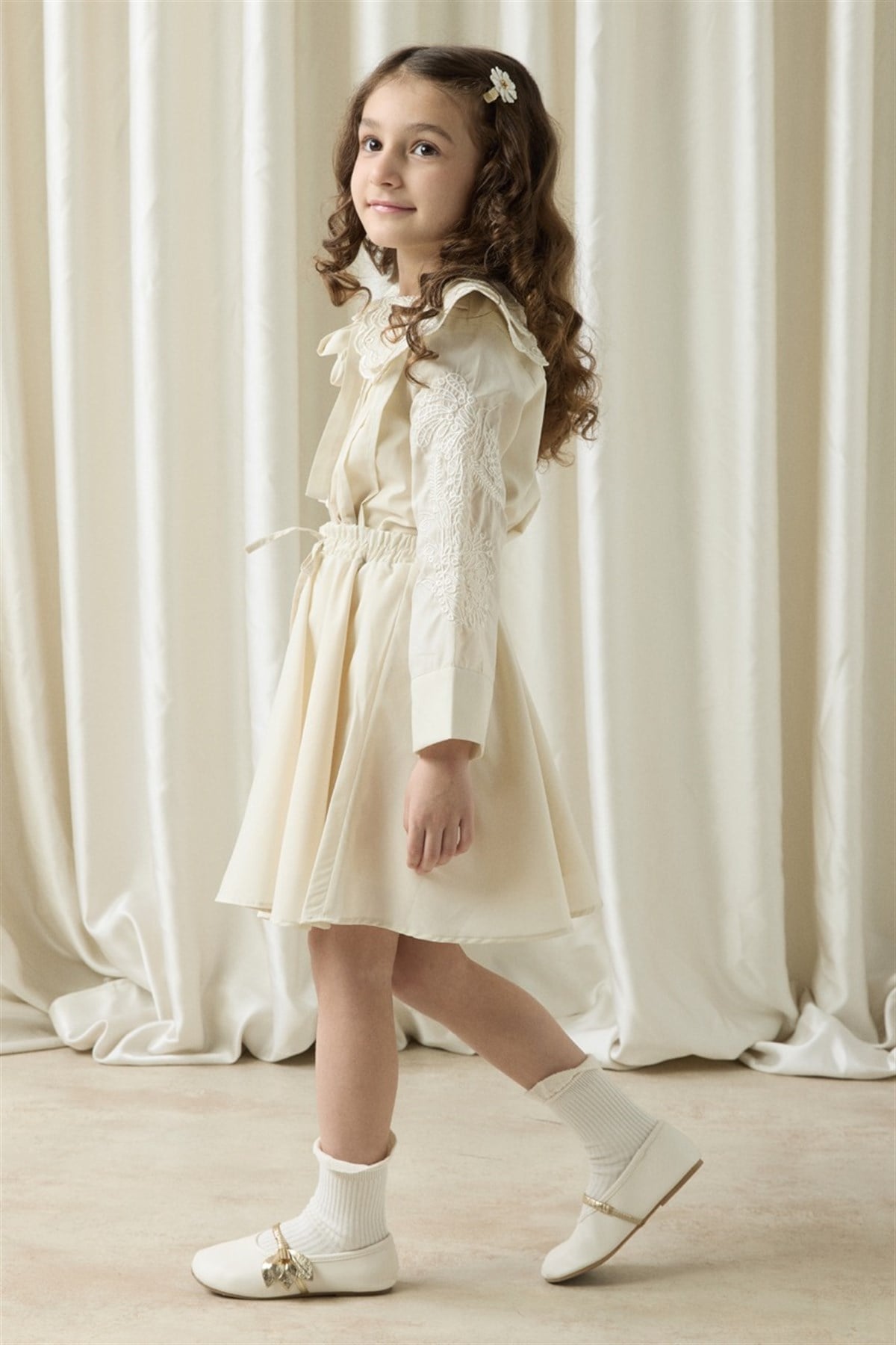 Nakışlı Dacron Etek Takım - Taş