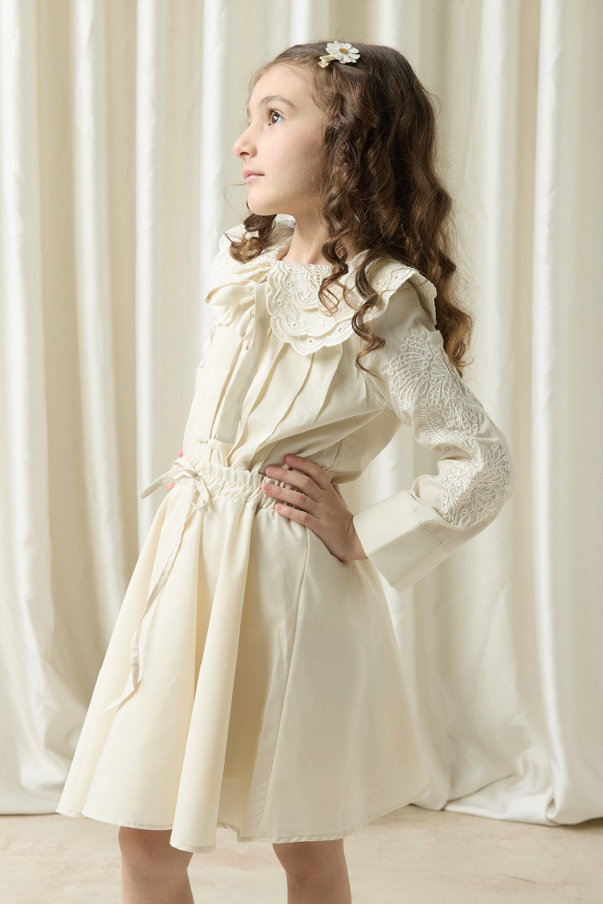 Nakışlı Dacron Etek Takım - Taş