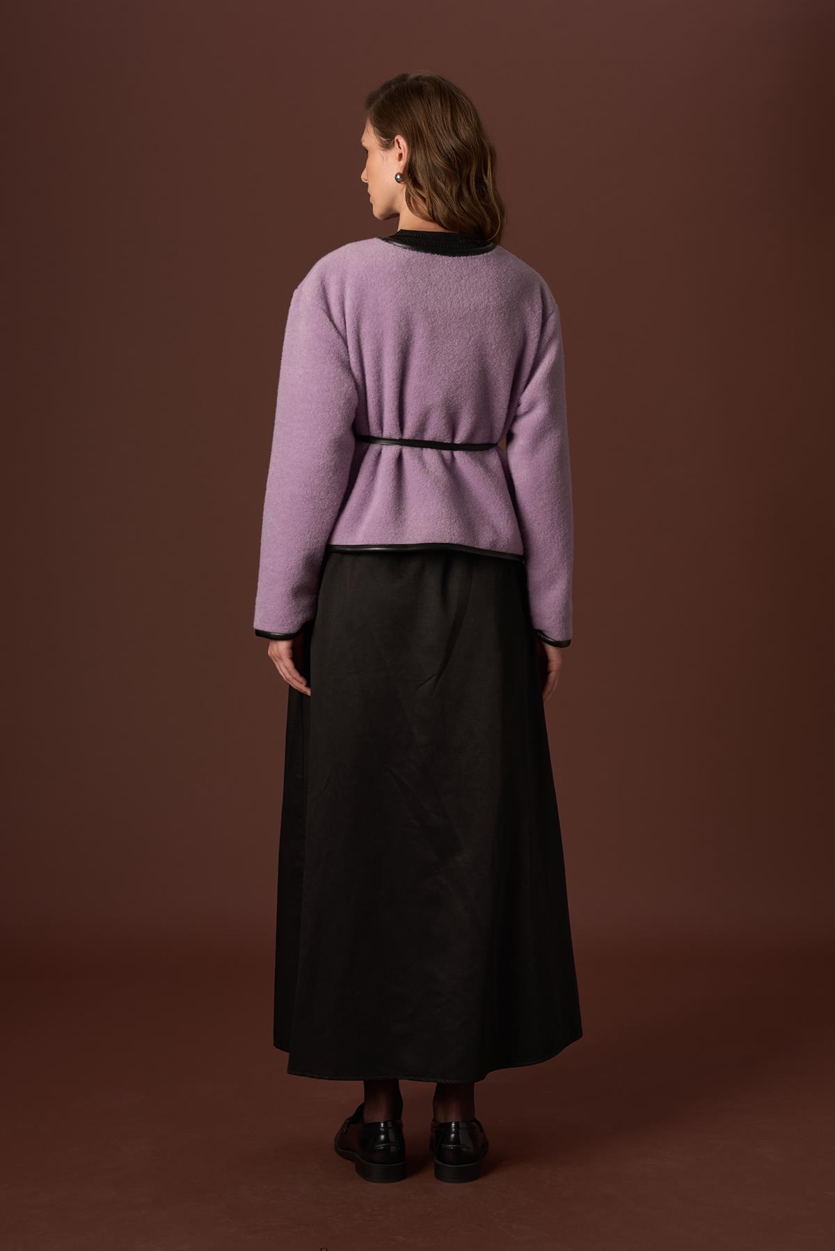 Noelle Deri Biyeli Ceket - Lila