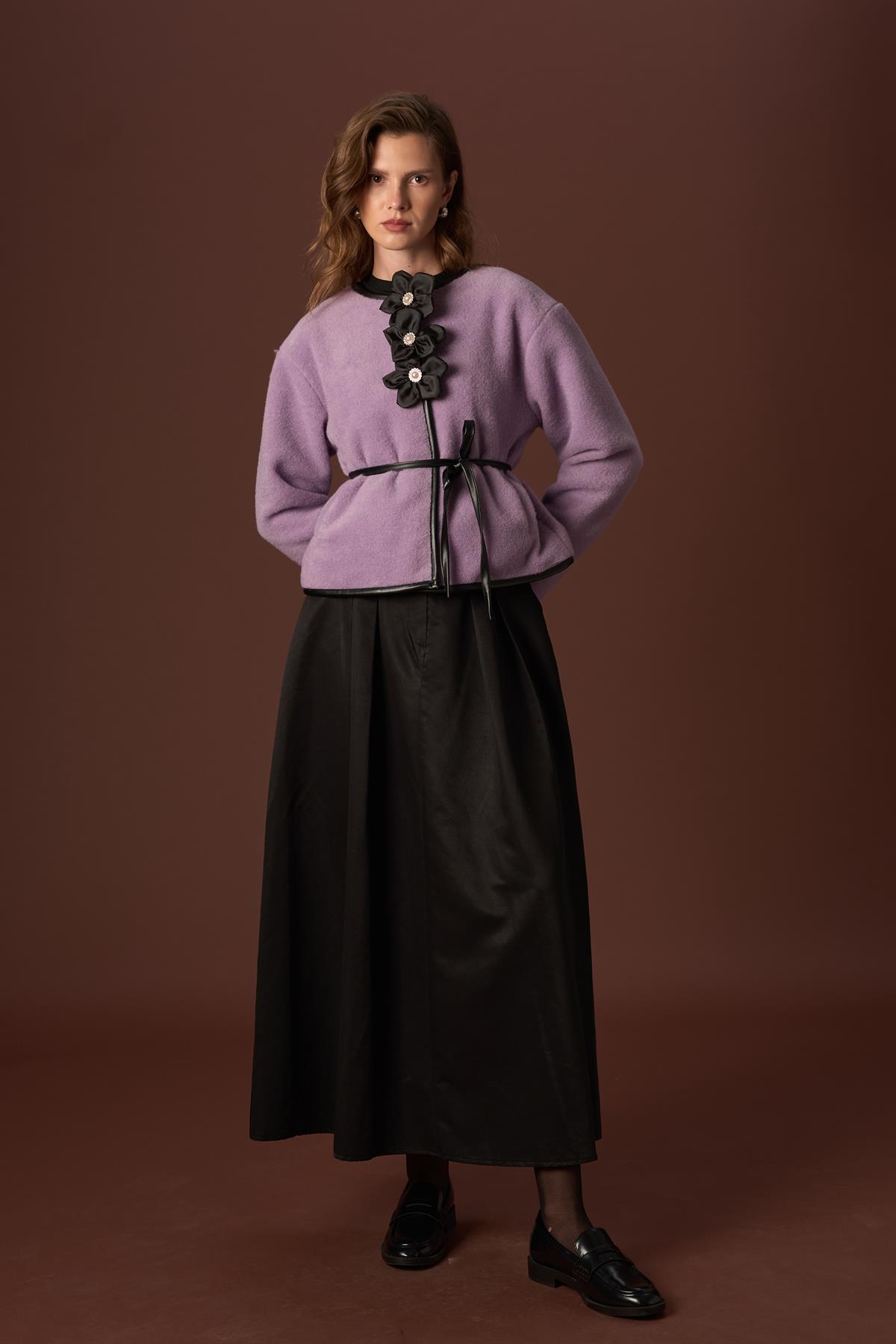 Noelle Deri Biyeli Ceket - Lila