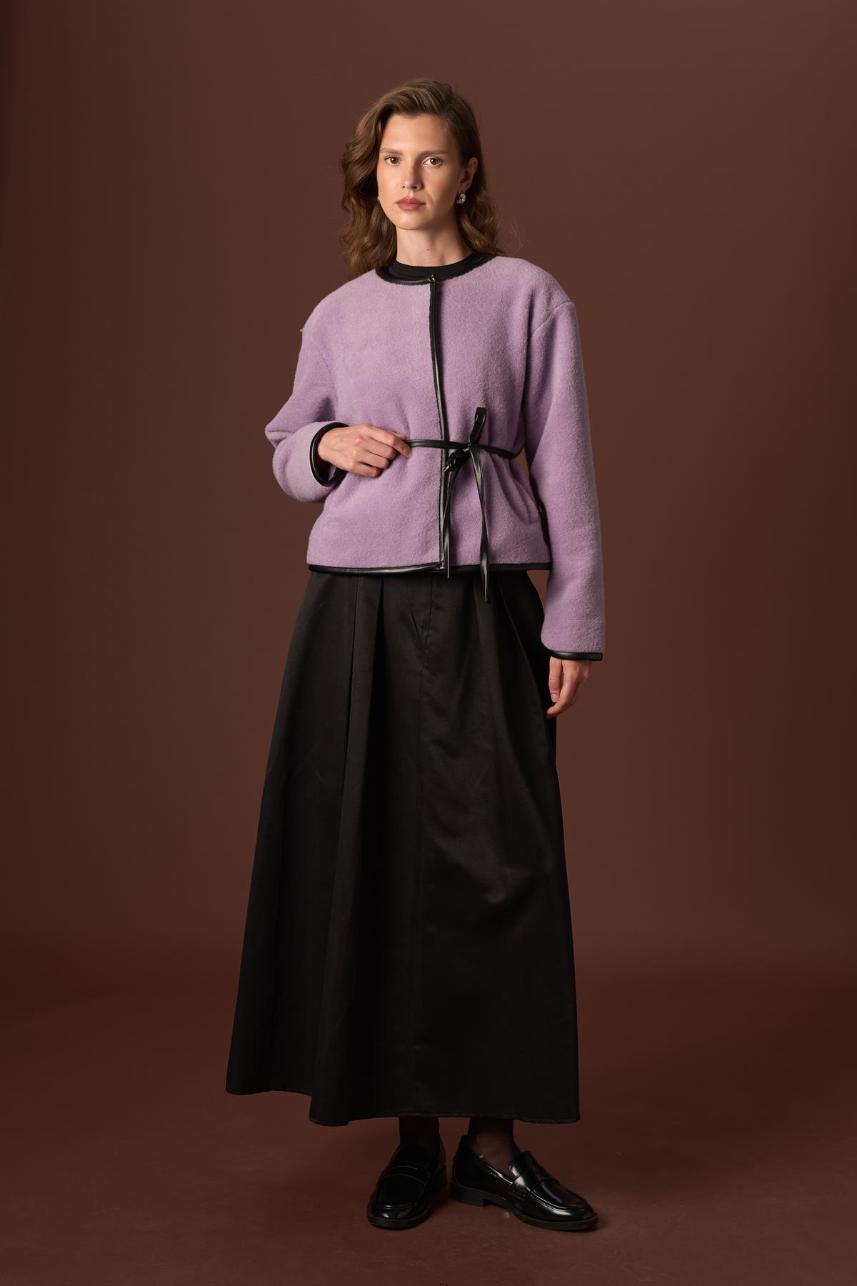 Noelle Deri Biyeli Ceket - Lila