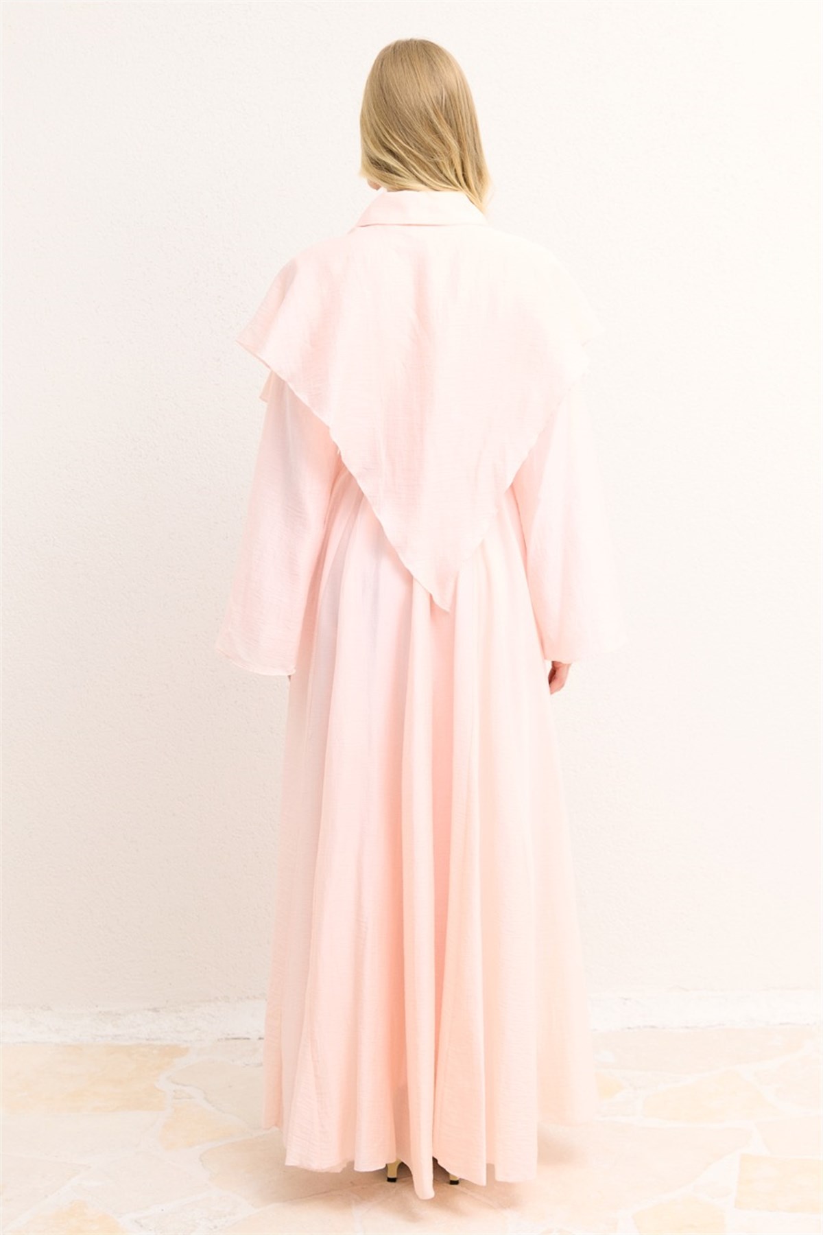 Nora Pelerin Volanlı Elbise - Pembe