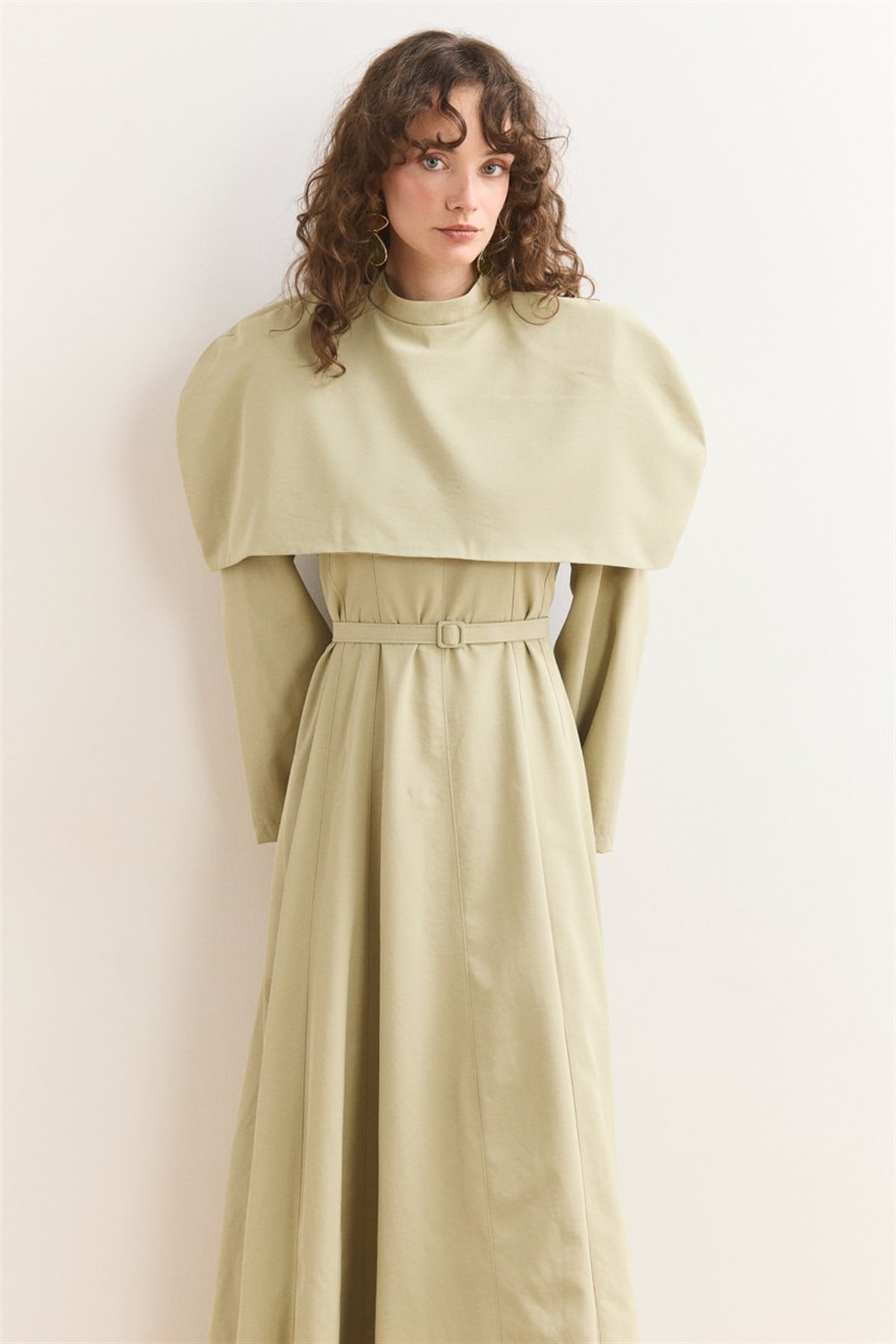 Omuz Allerli Moi Elbise - Çağla