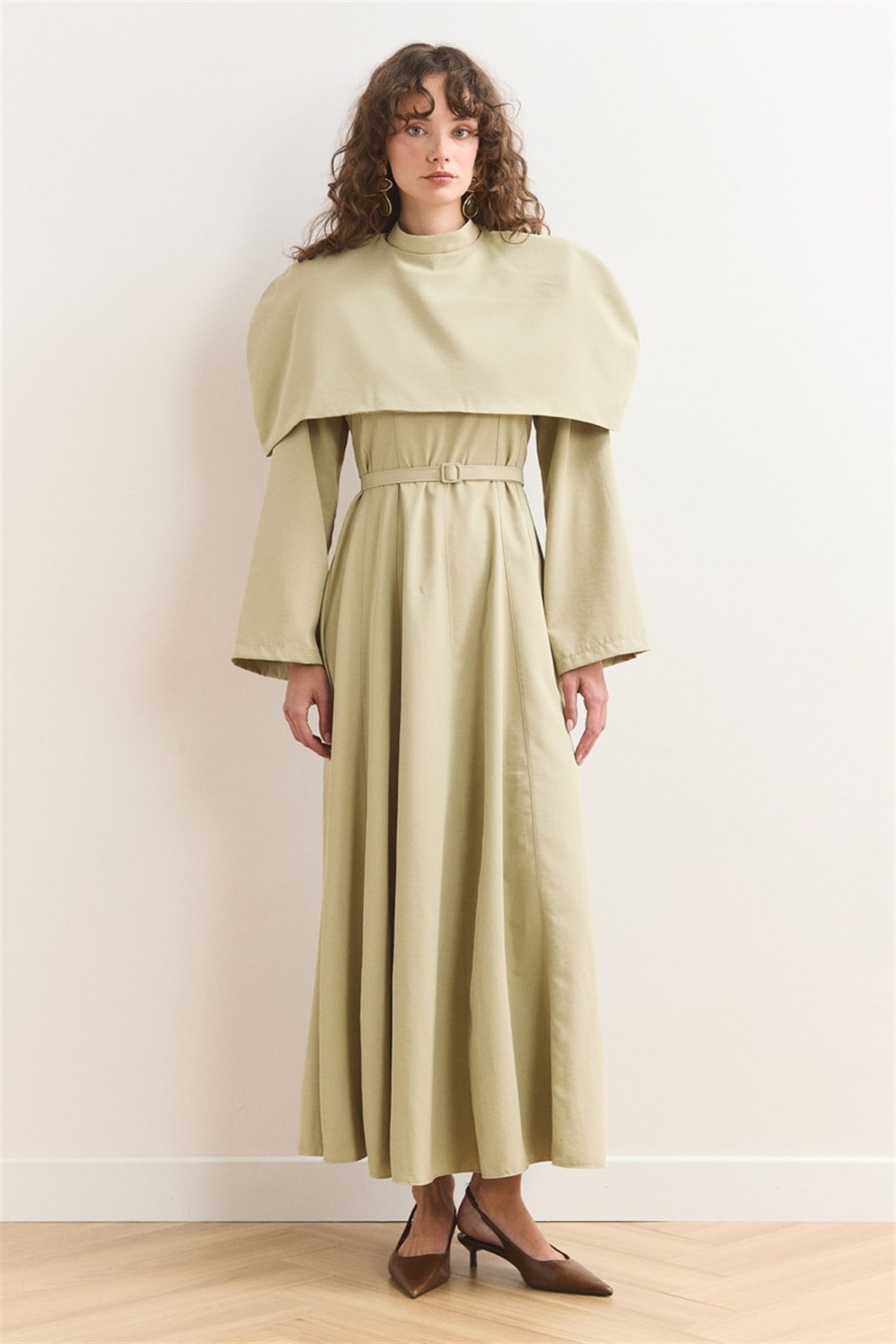 Omuz Allerli Moi Elbise - Çağla