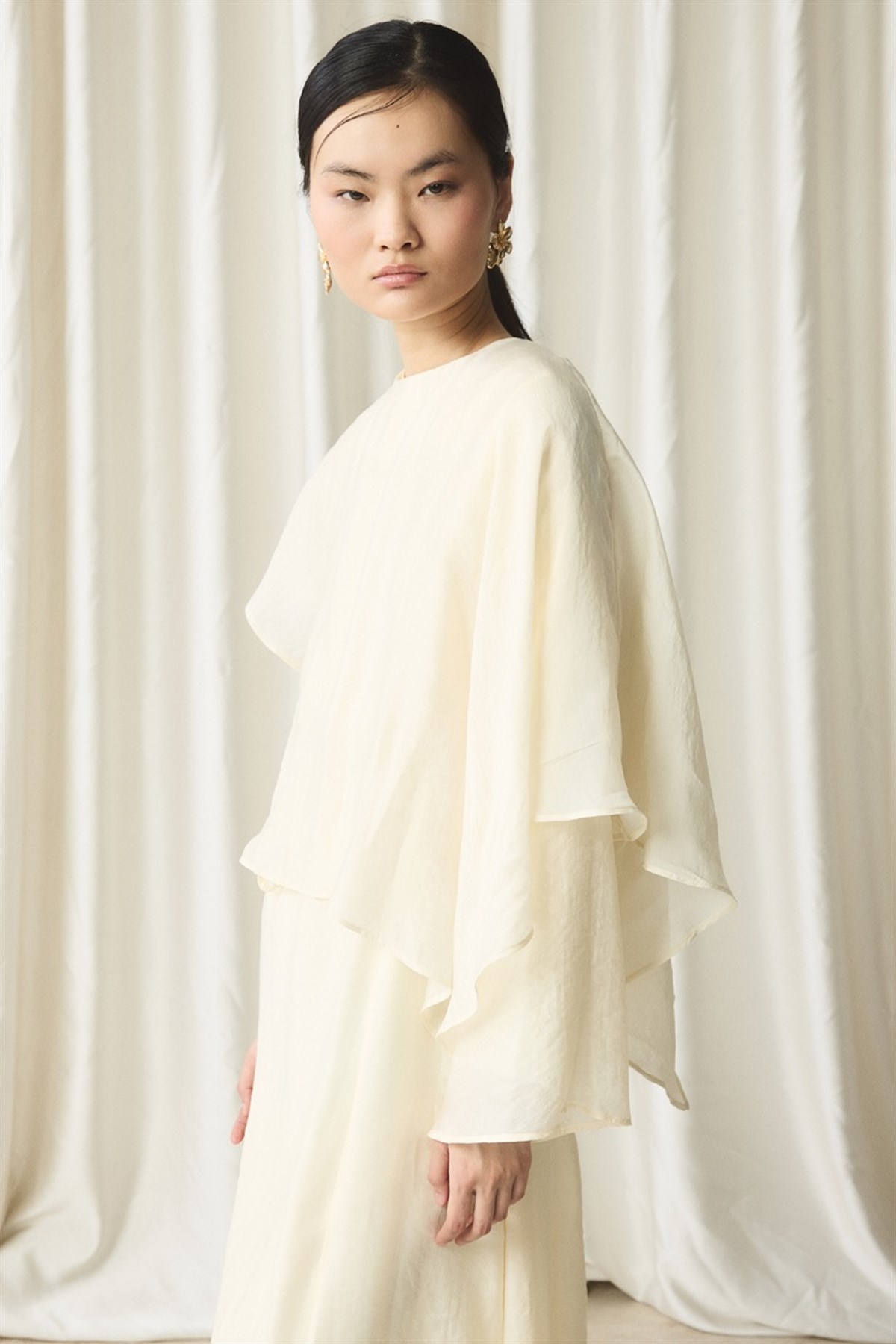 Omuz Detaylı Kemerli Elbise - Sarı