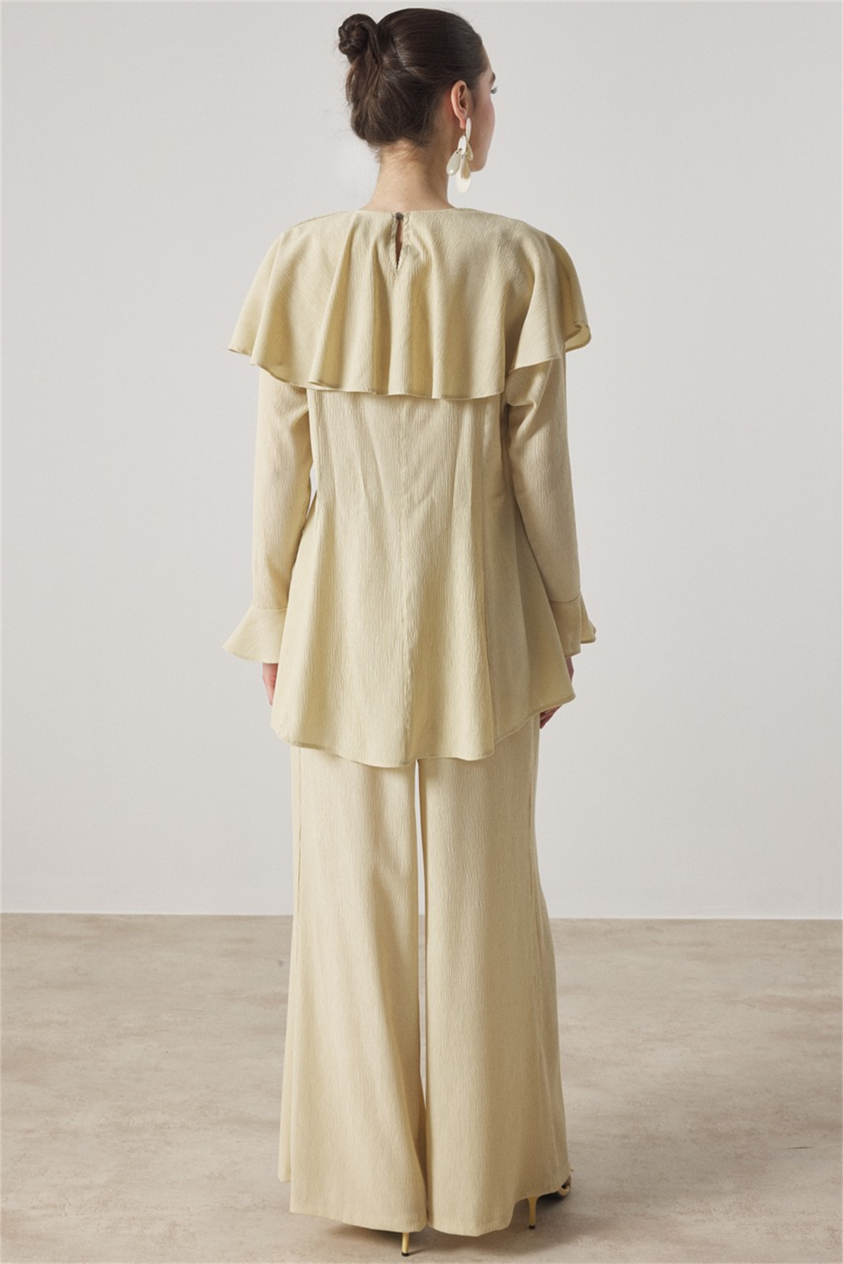 Omuzdan Allerli Mono Piliseli Takım - Olive