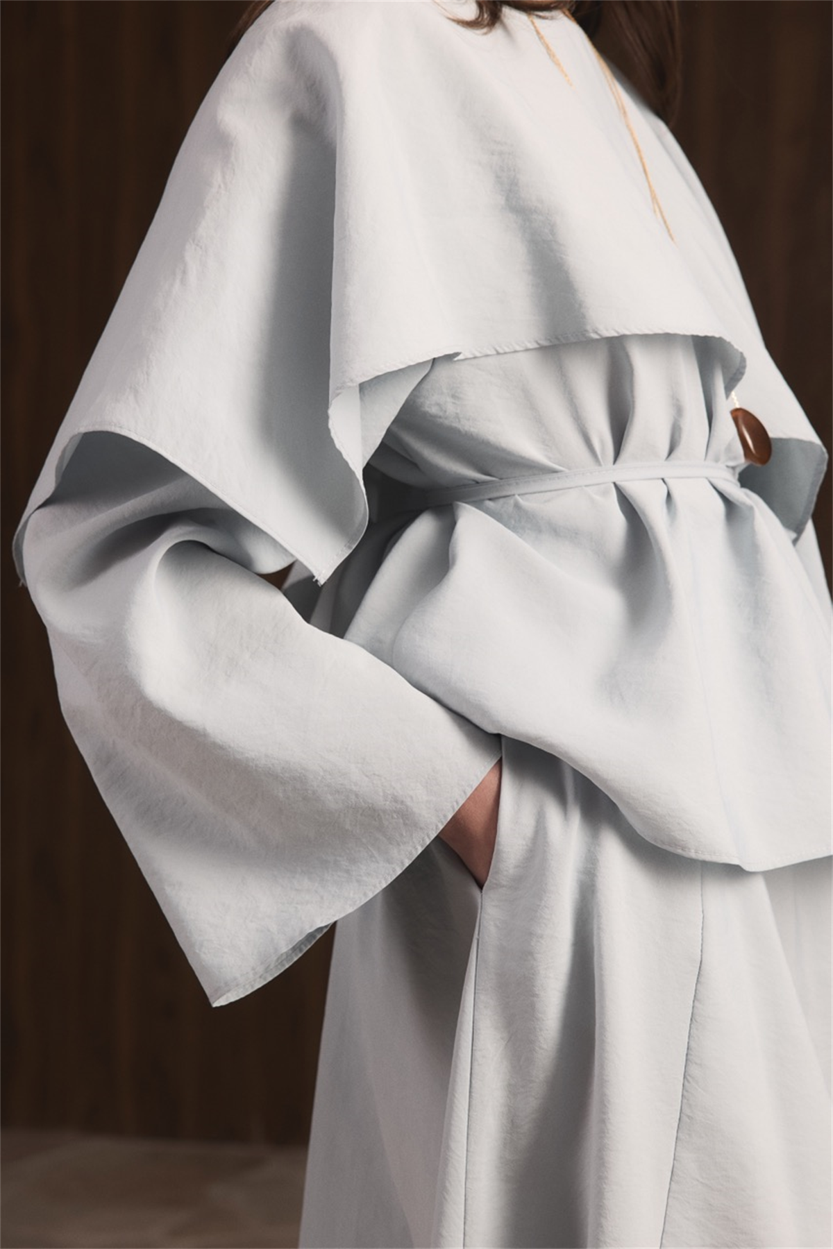 Omuzdan Şallı Biye Kuşak Etekli Takım - Mavi