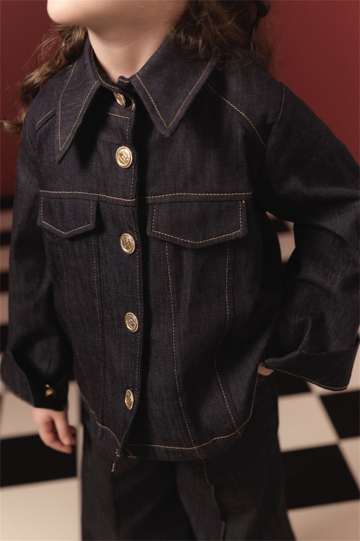 Ön Cep Detaylı Pamuklu Kot Takım - Lacivert