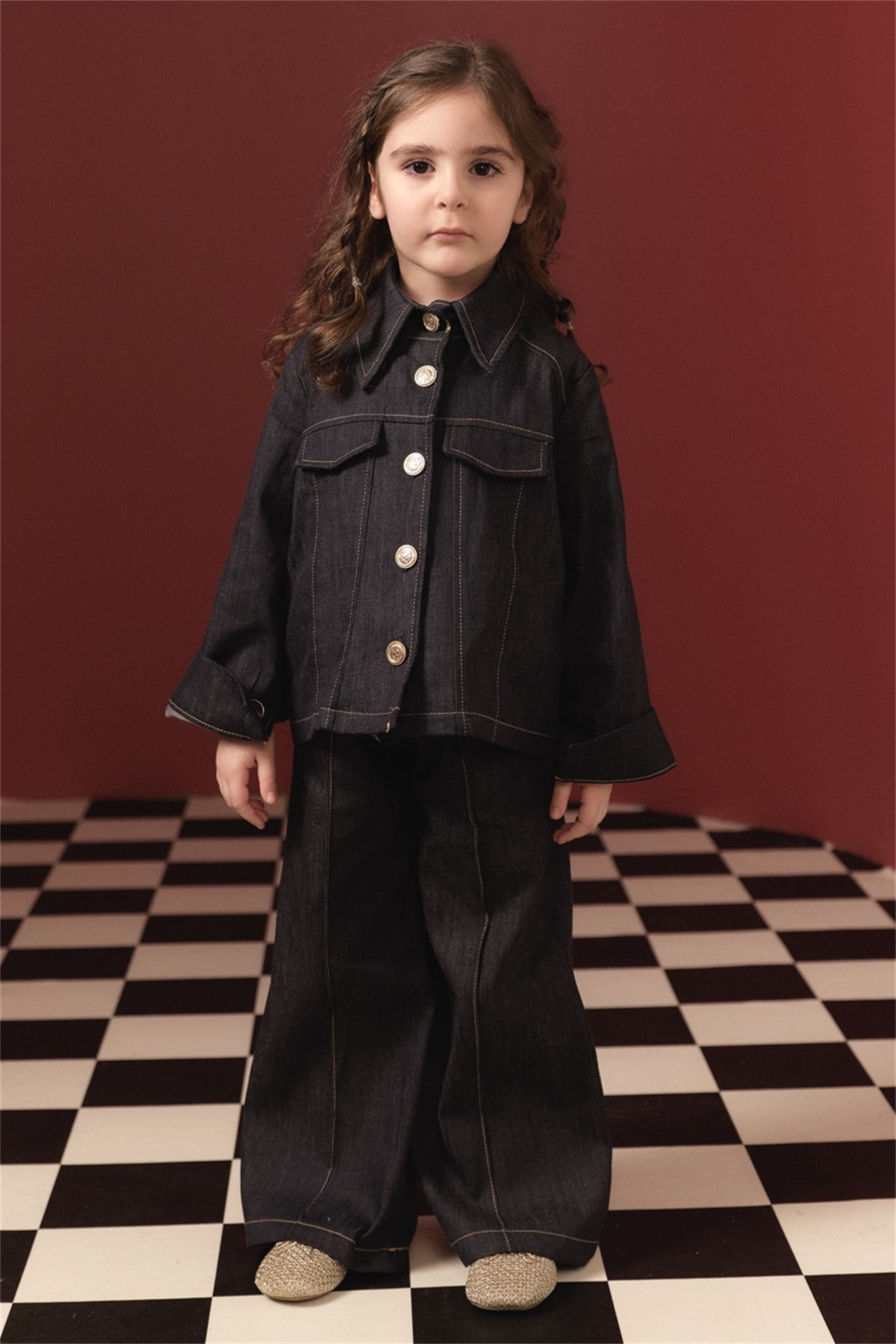 Ön Cep Detaylı Pamuklu Kot Takım - Lacivert