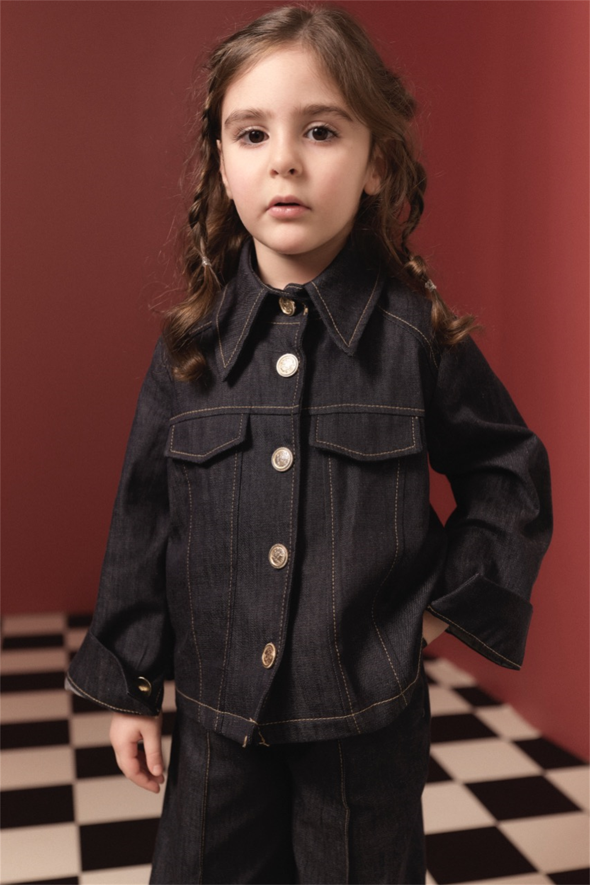 Ön Cep Detaylı Pamuklu Kot Takım - Lacivert