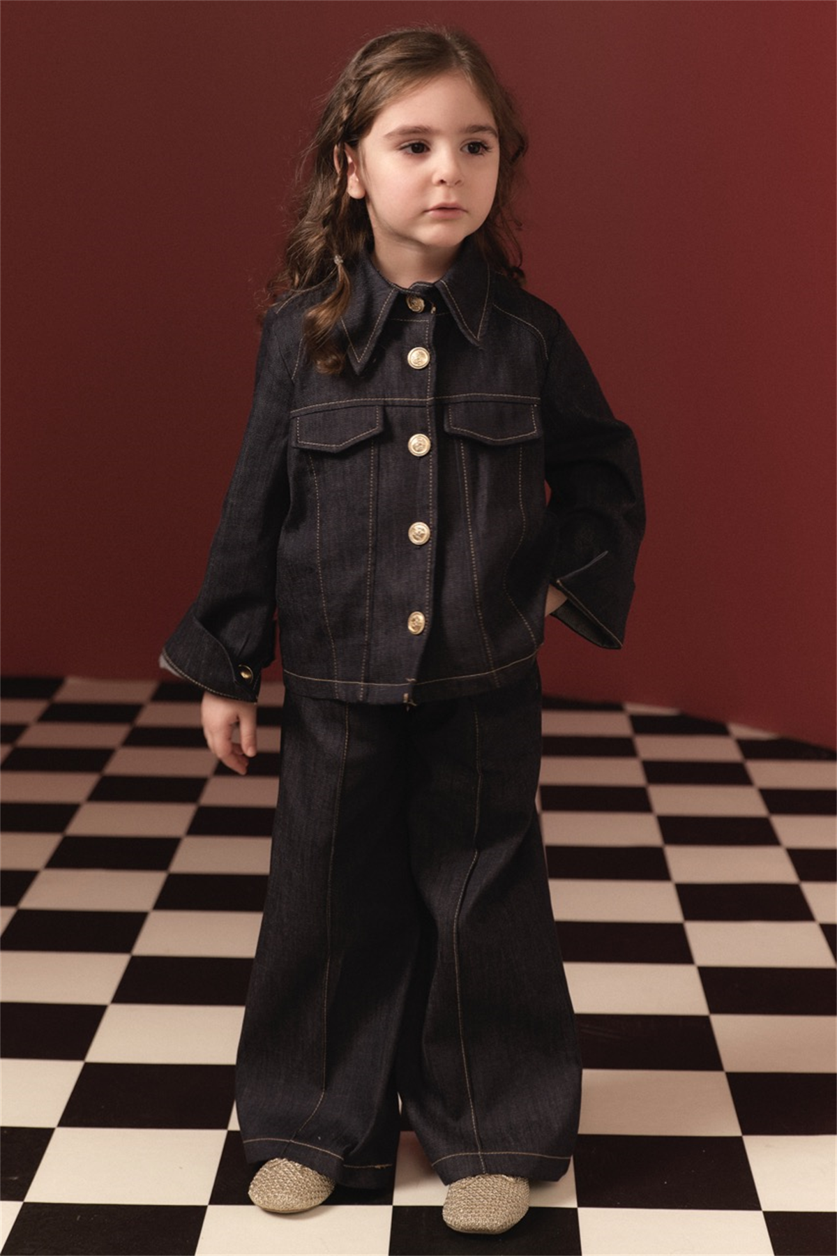 Ön Cep Detaylı Pamuklu Kot Takım - Lacivert