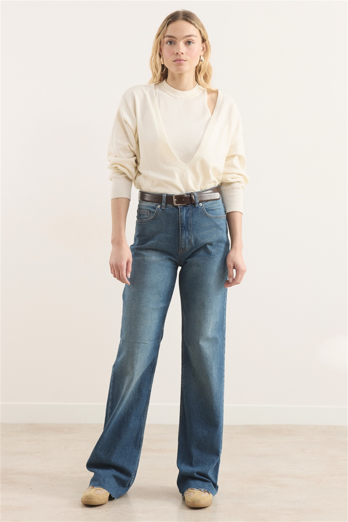 Yüksek Bel Straight Kot Pantolon - Lacivert