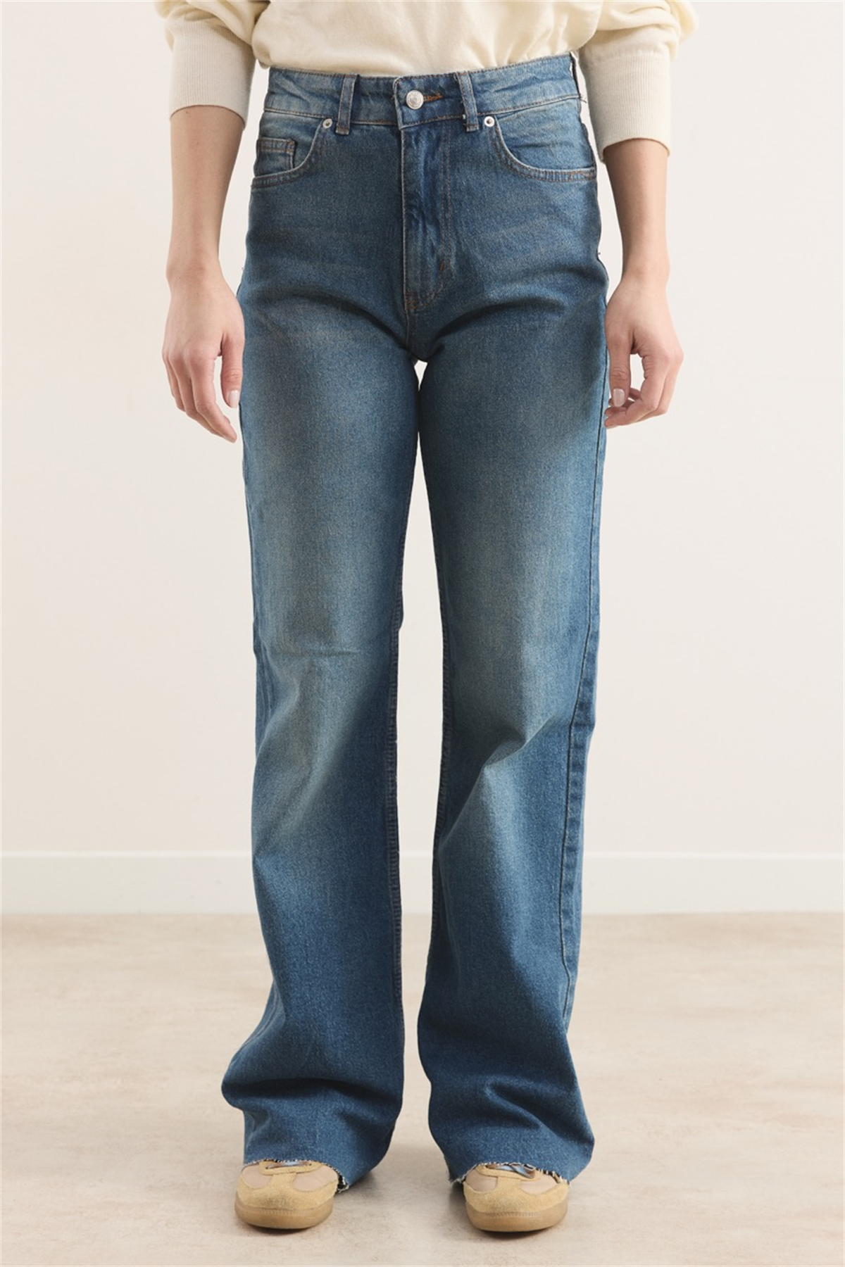 Yüksek Bel Straight Kot Pantolon - Lacivert