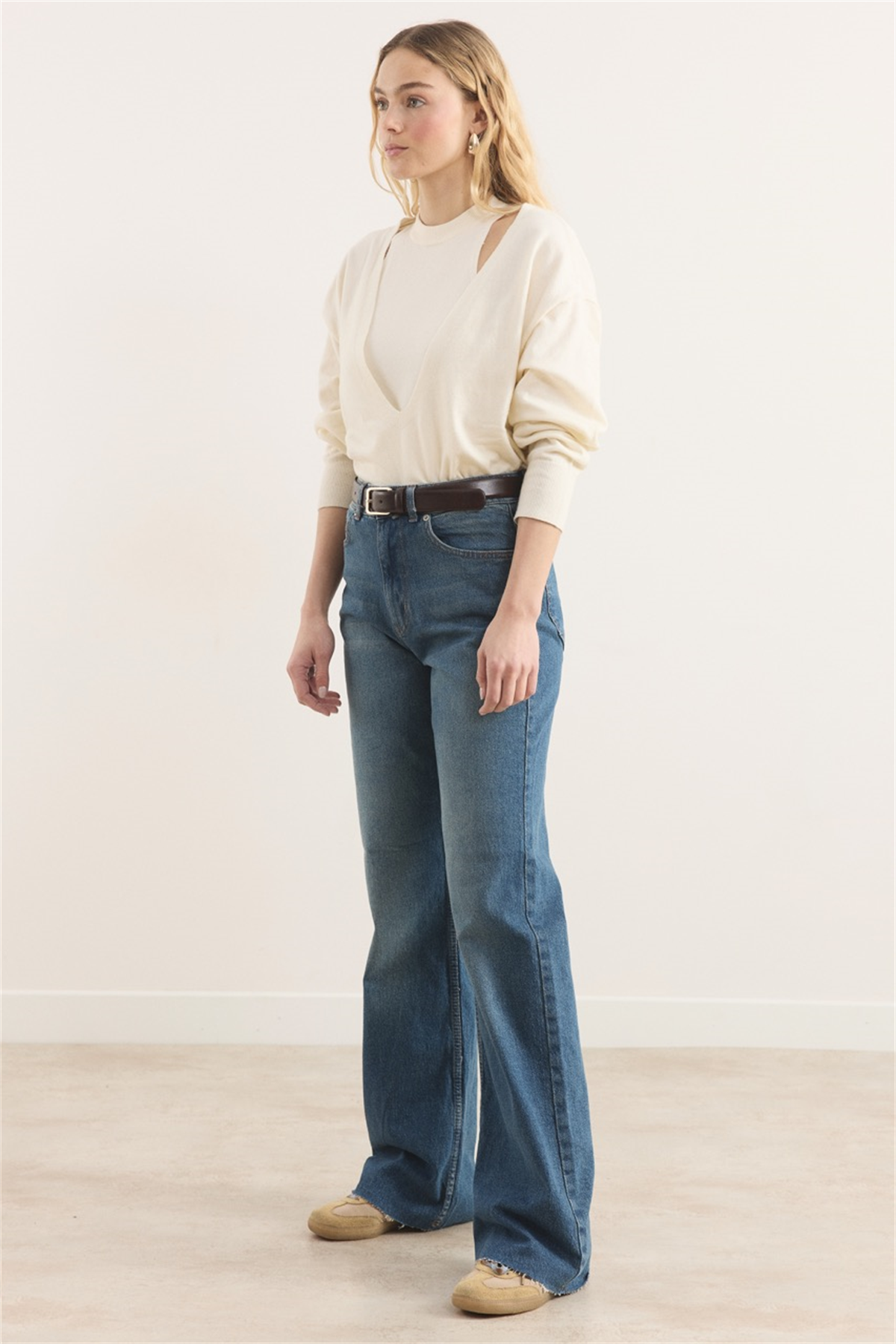 Yüksek Bel Straight Kot Pantolon - Lacivert