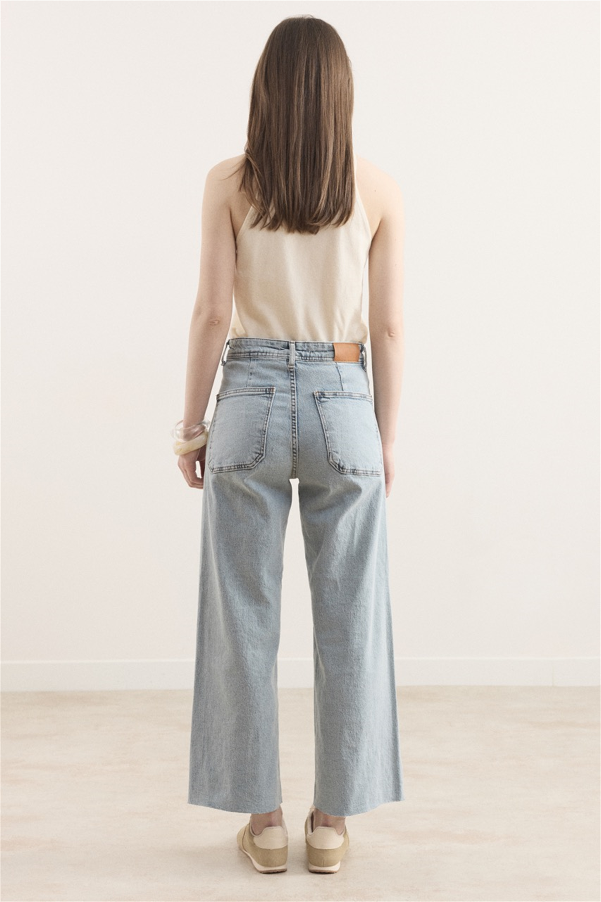 Ön Cepli Yüksek Bel Flare Jean - Buz Mavisi