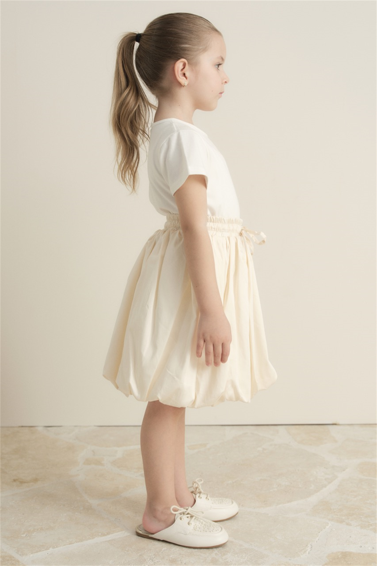 Pamuk Compackt Saten Balon Etek - Krem