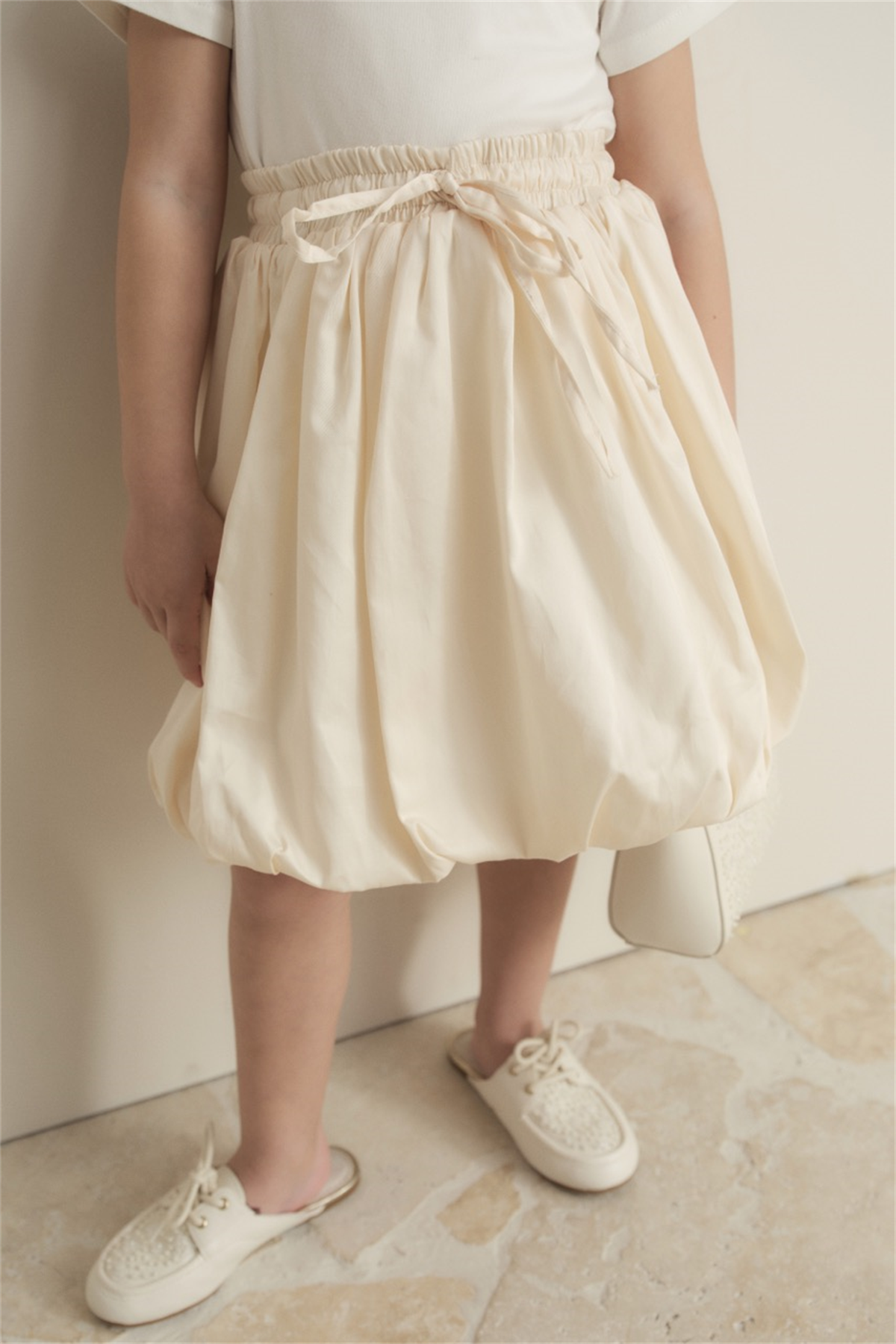 Pamuk Compackt Saten Balon Etek - Krem