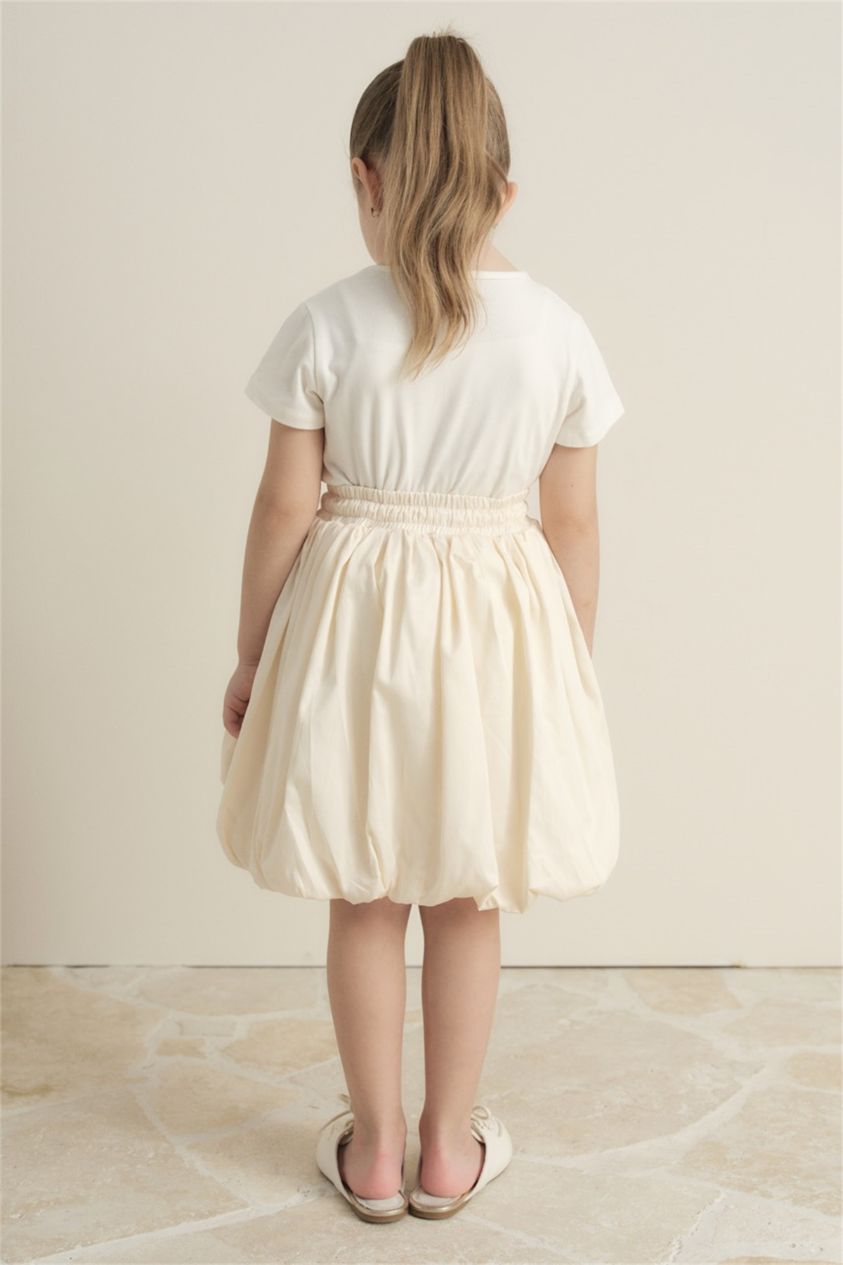 Pamuk Compackt Saten Balon Etek - Krem