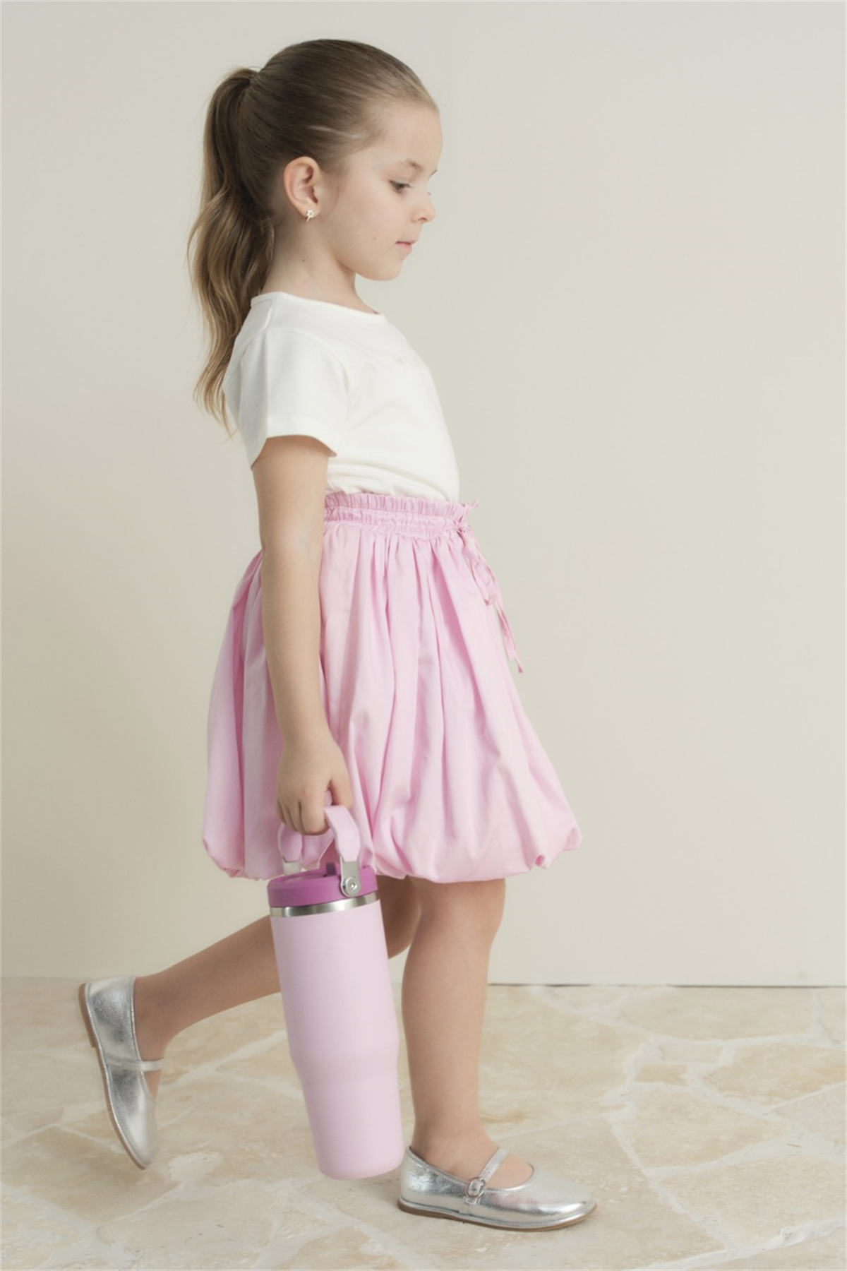 Pamuk Compackt Saten Balon Etek - Pembe