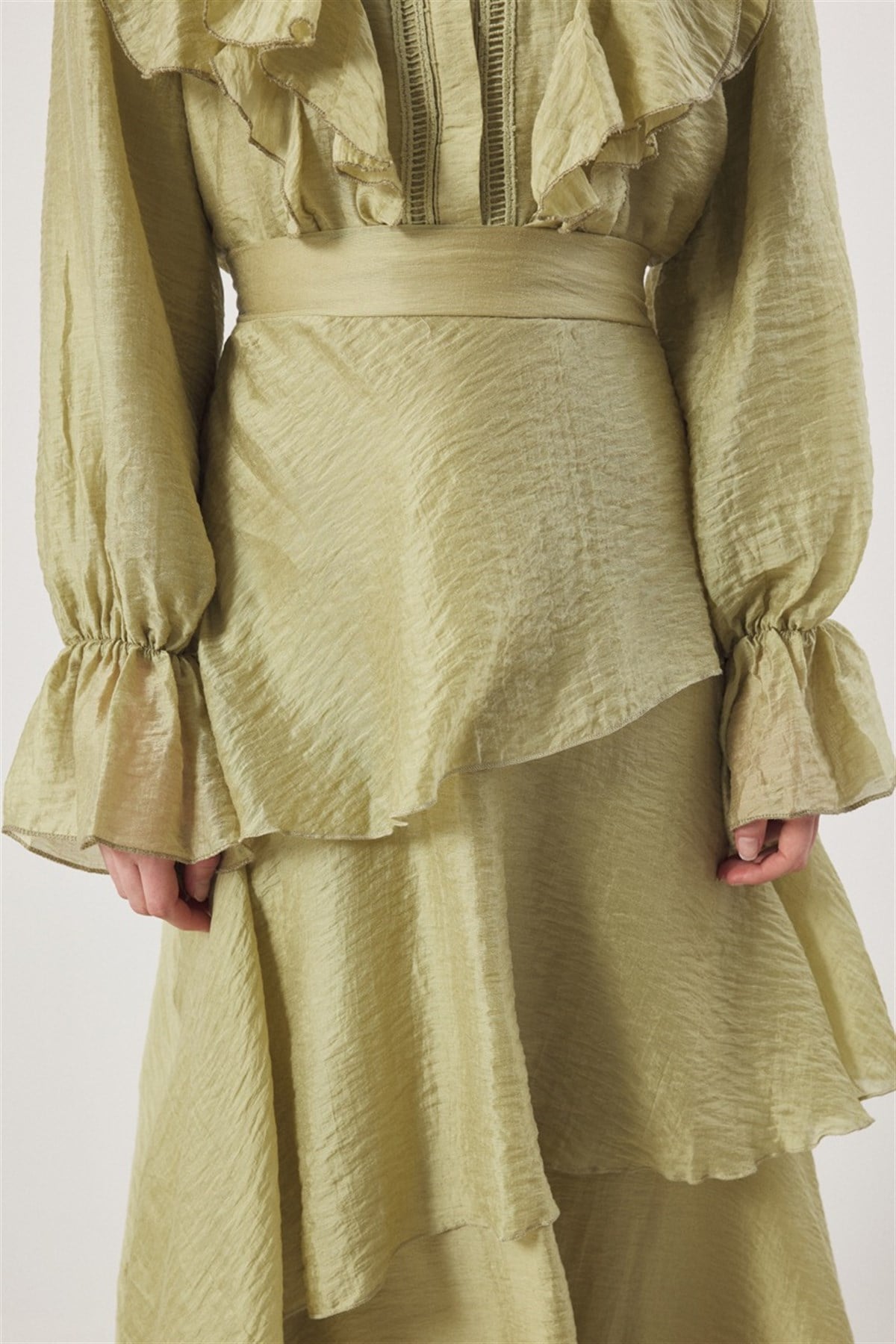 Parla Kat Kat Volanlı Gömlekli Takım - Çağla