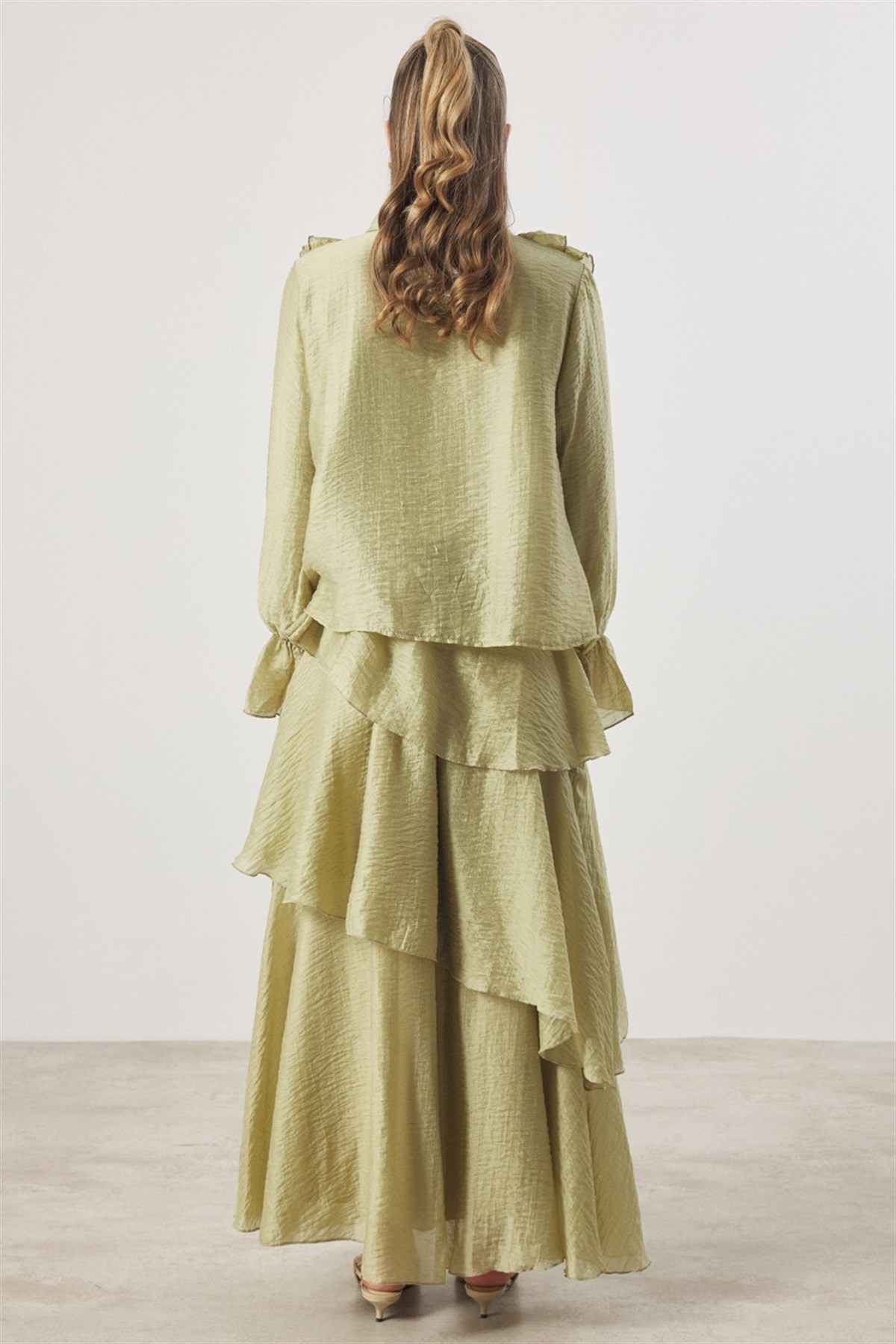 Parla Kat Kat Volanlı Gömlekli Takım - Çağla