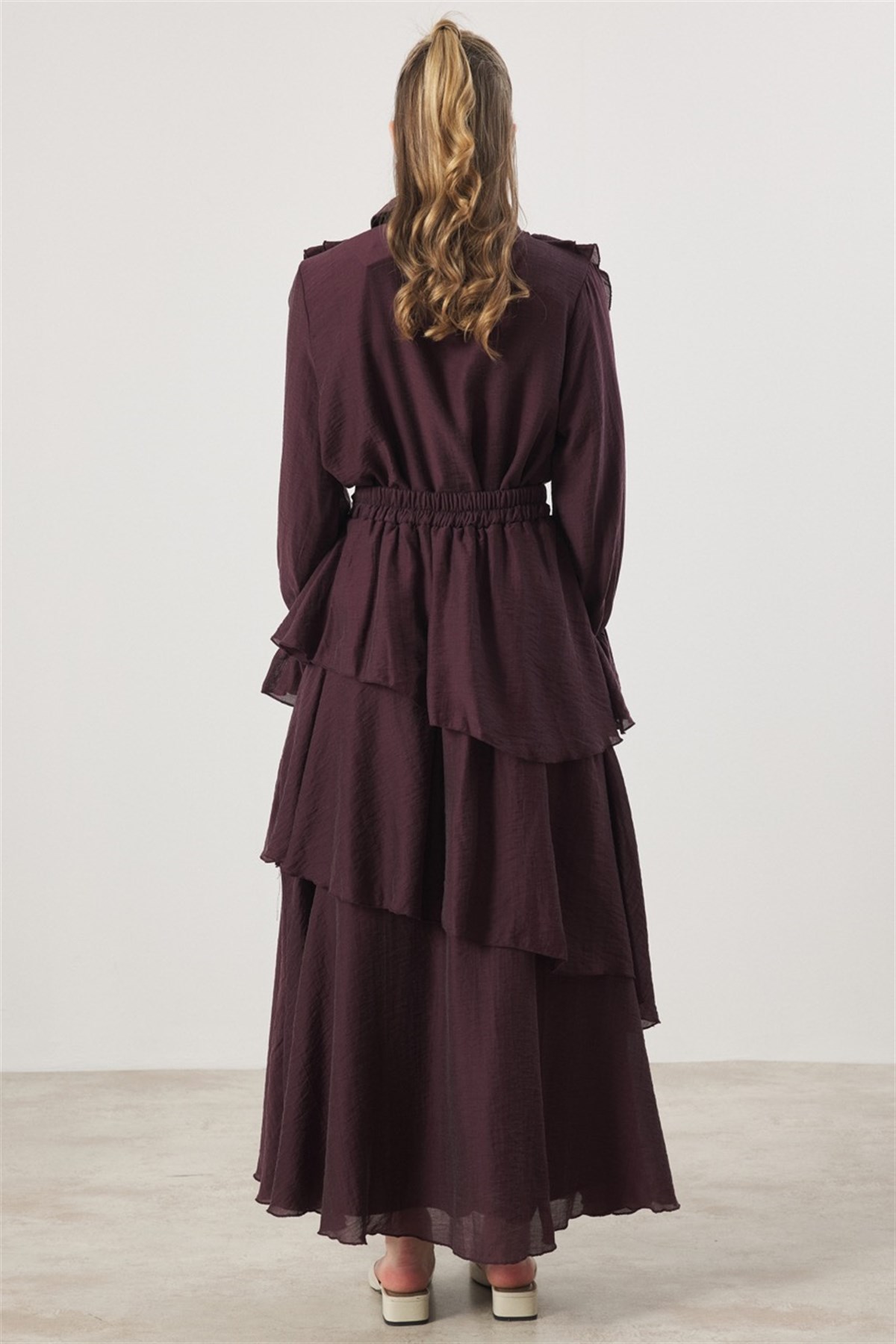 Parla Kat Kat Volanlı Gömlekli Takım - Mürdüm