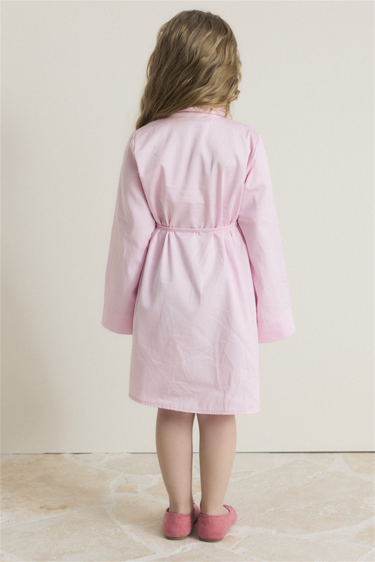 Pilise Detaylı Compact Saten Pamuklu Çocuk Elbise - Pembe