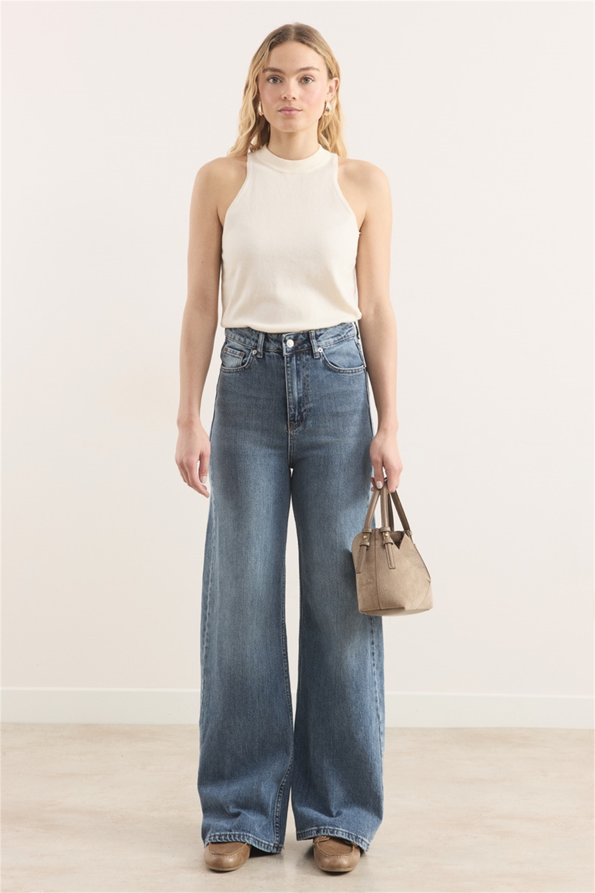 Regular Fit Denim Pantolon - Buz Mavisi