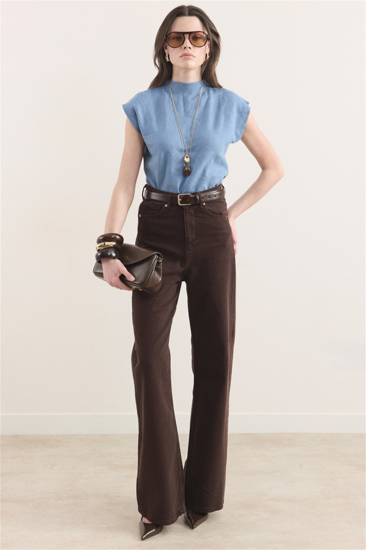 Regular Fit Denim Pantolon - Kahverengi