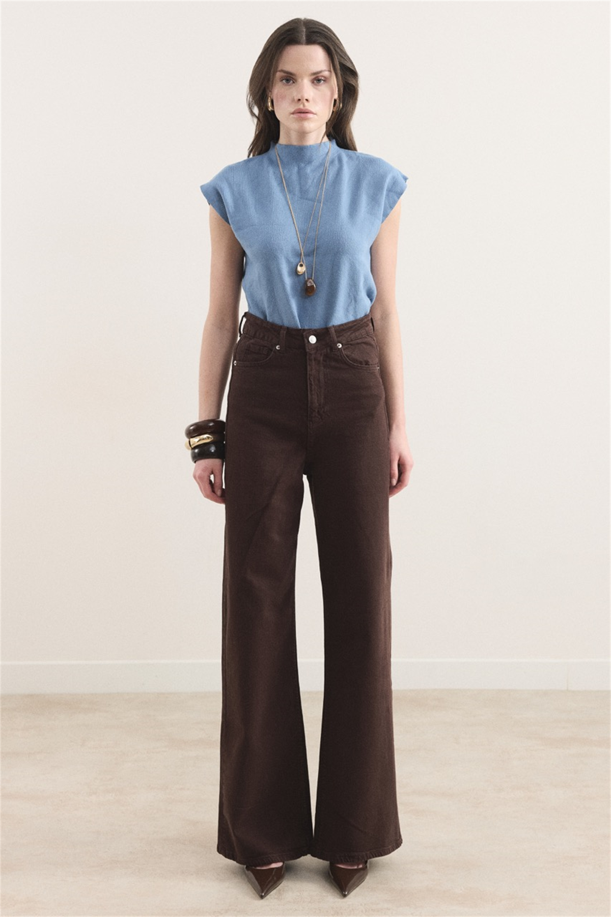 Regular Fit Denim Pantolon - Kahverengi