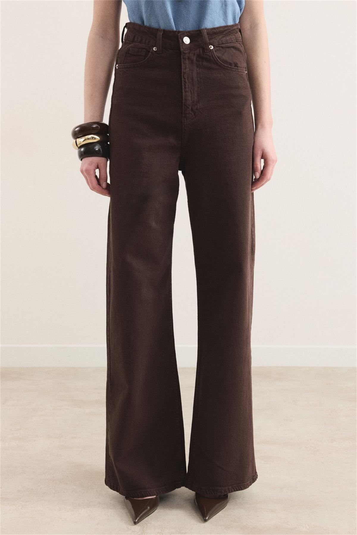 Regular Fit Denim Pantolon - Kahverengi