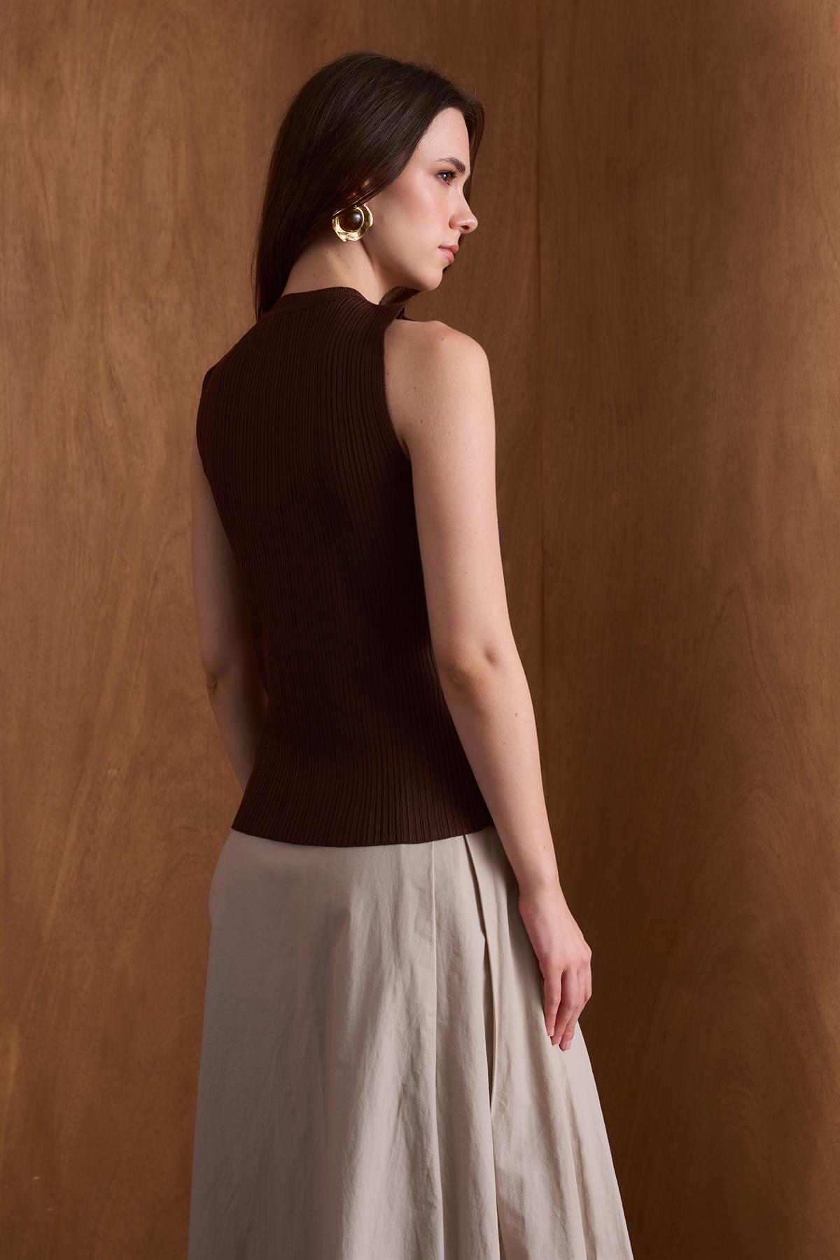 Ribana Kolsuz Triko Body - Acı Kahve