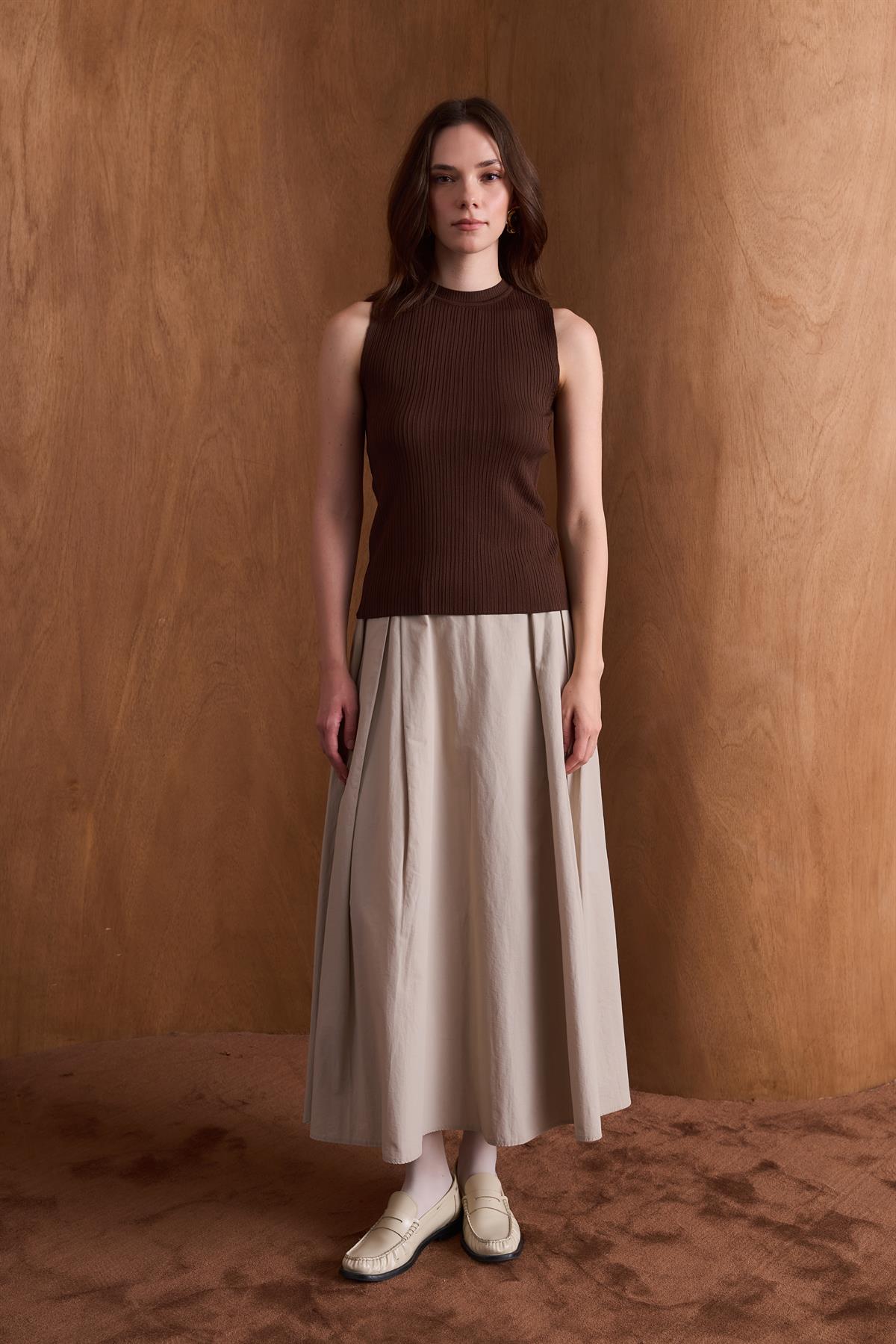 Ribana Kolsuz Triko Body - Acı Kahve