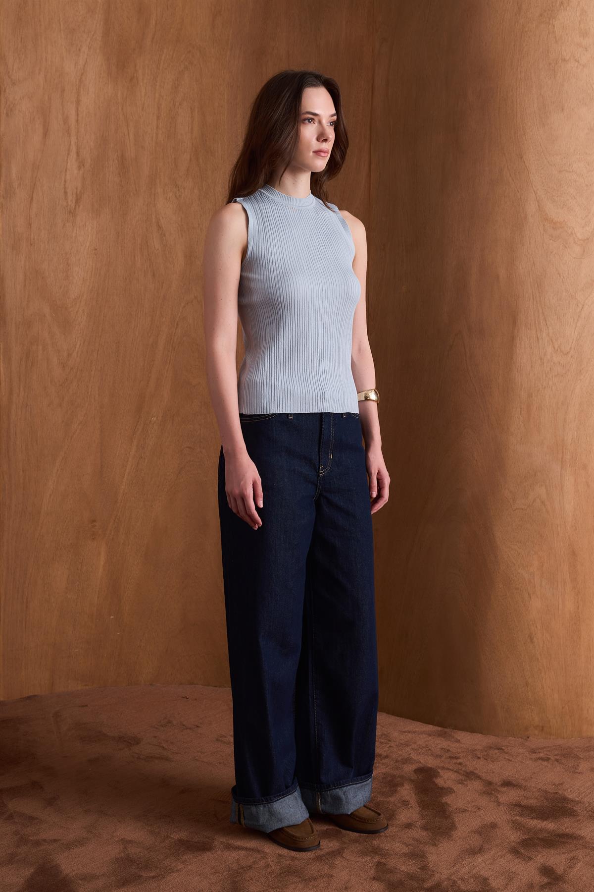 Ribana Kolsuz Triko Body - bebe mavisi