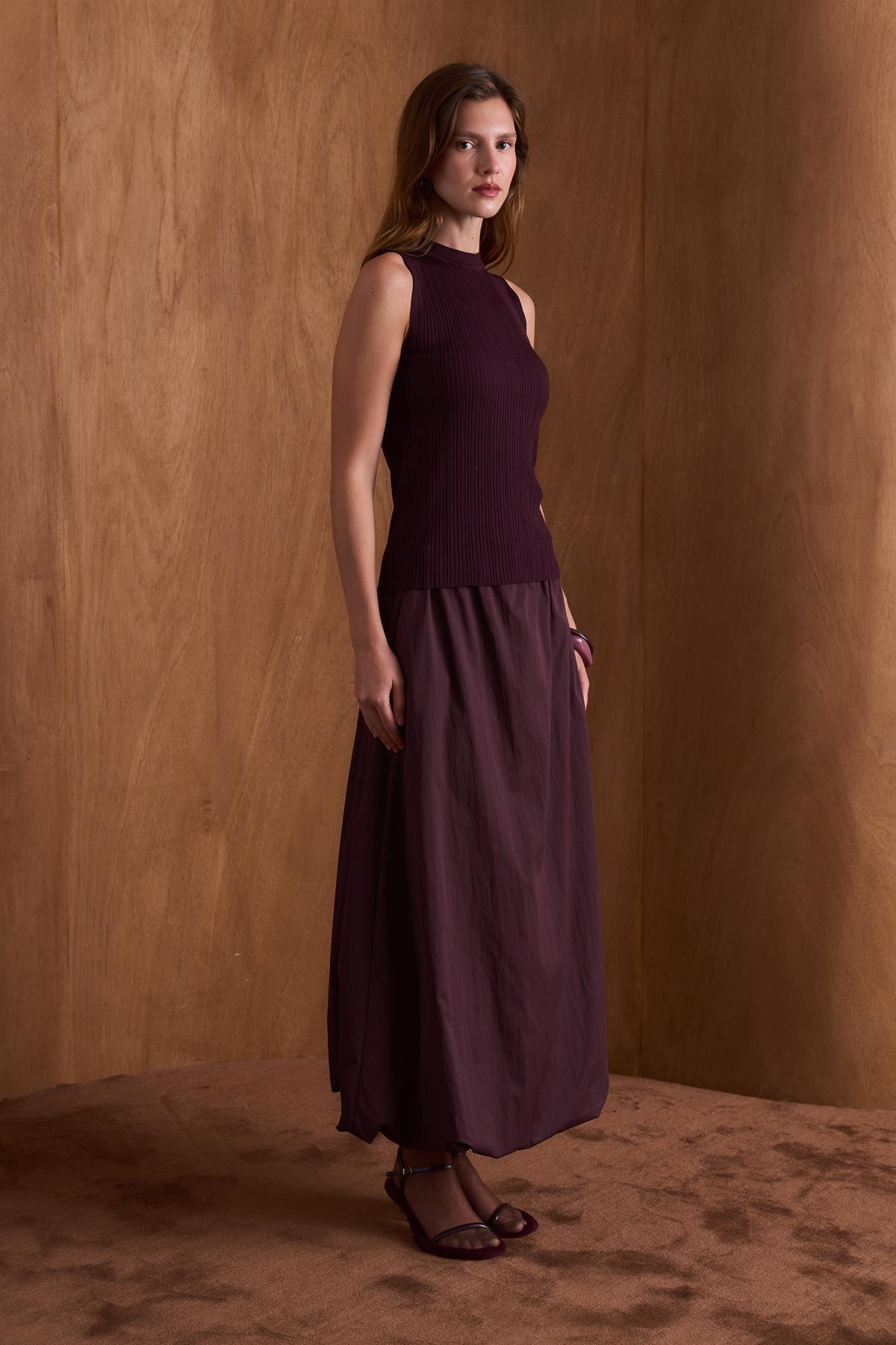 Ribana Kolsuz Triko Body - Mor