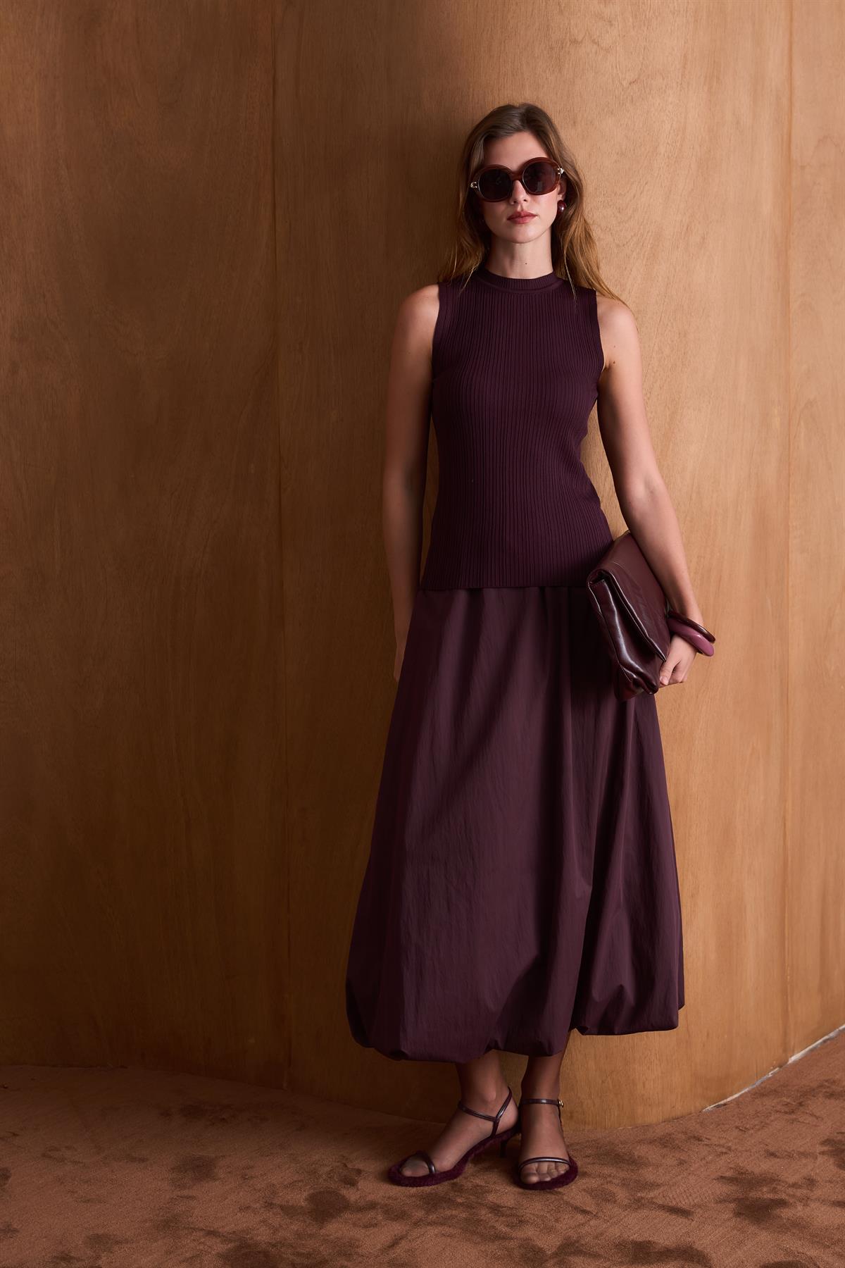 Ribana Kolsuz Triko Body - Mor