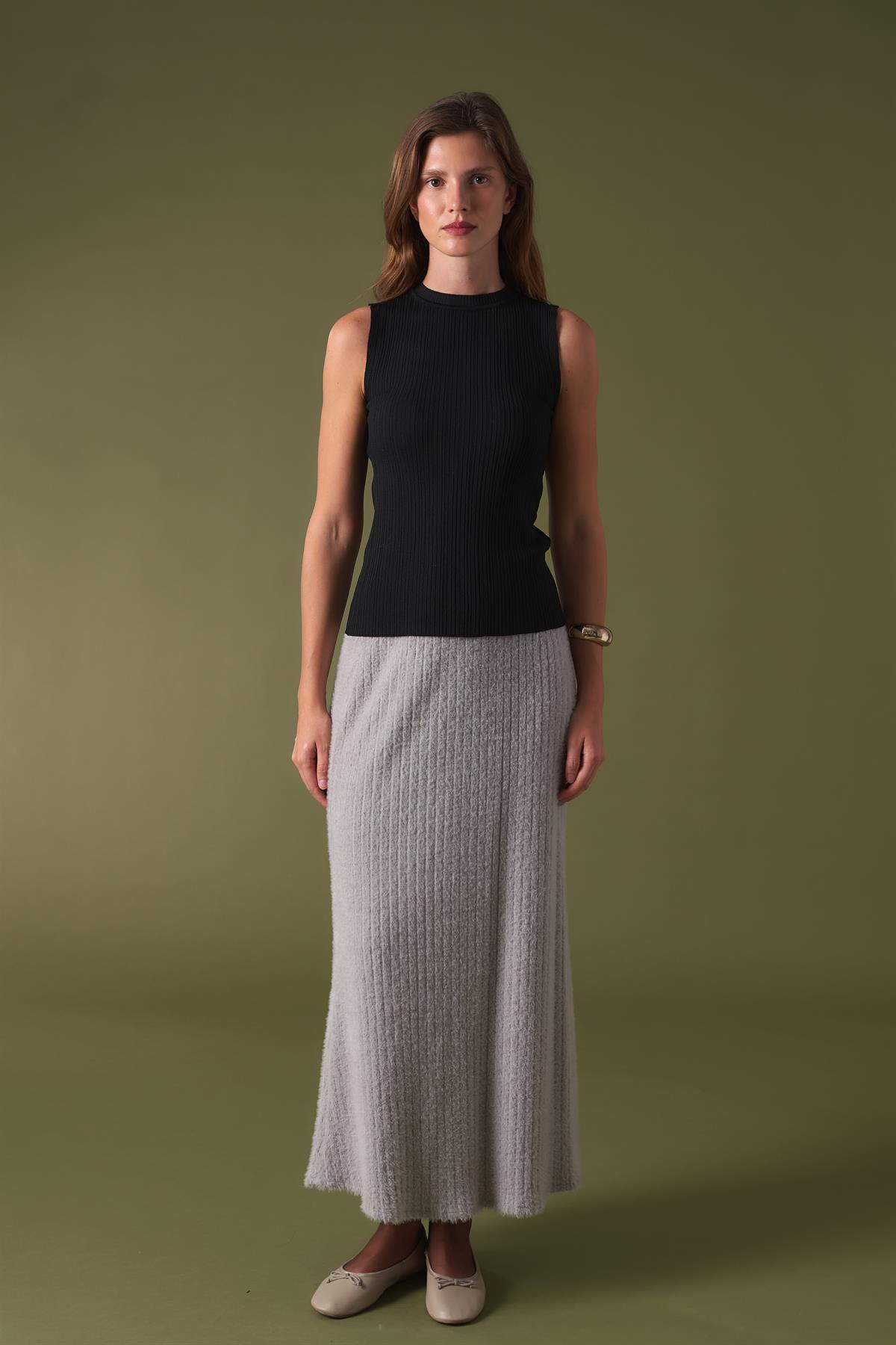 Ribana Kolsuz Triko Body - Siyah