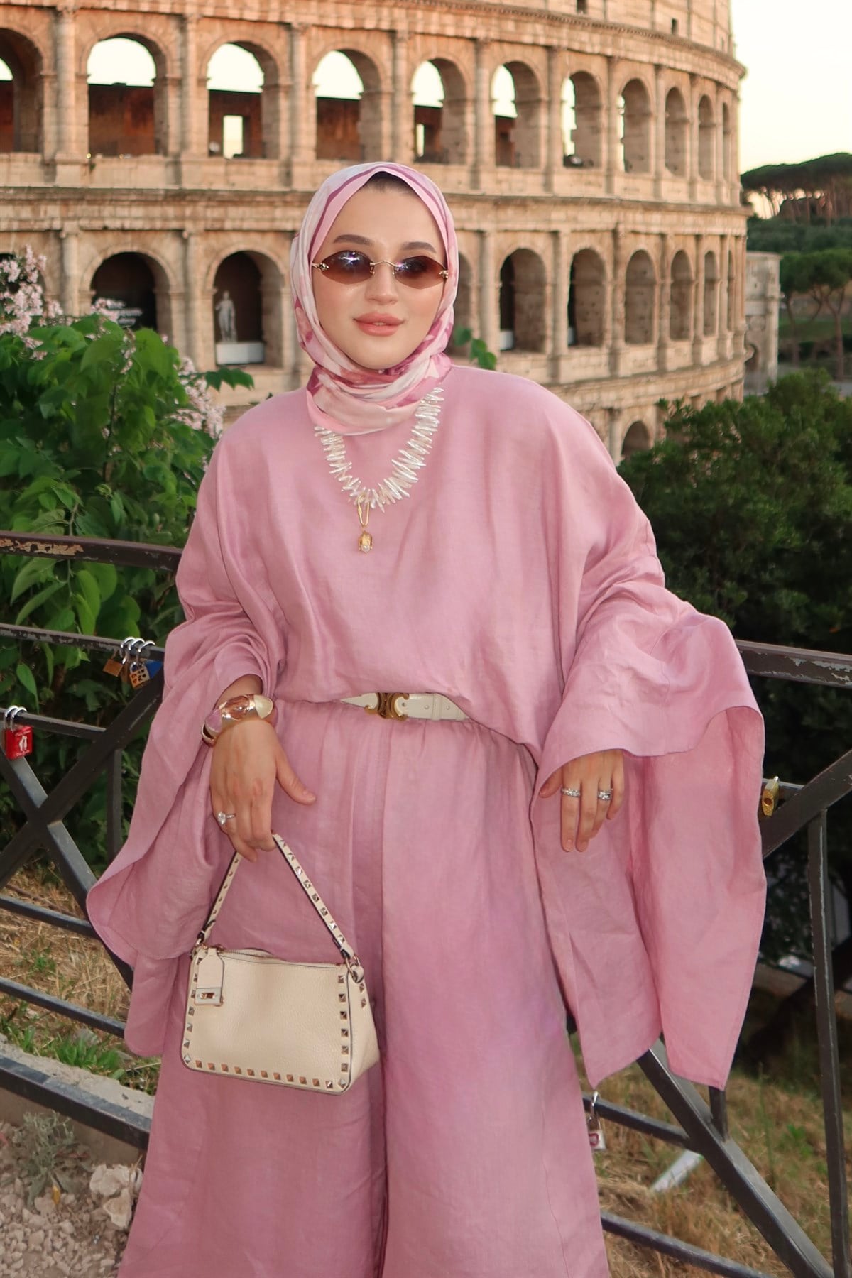 Sabriella Keten Panço Bluz - Pembe