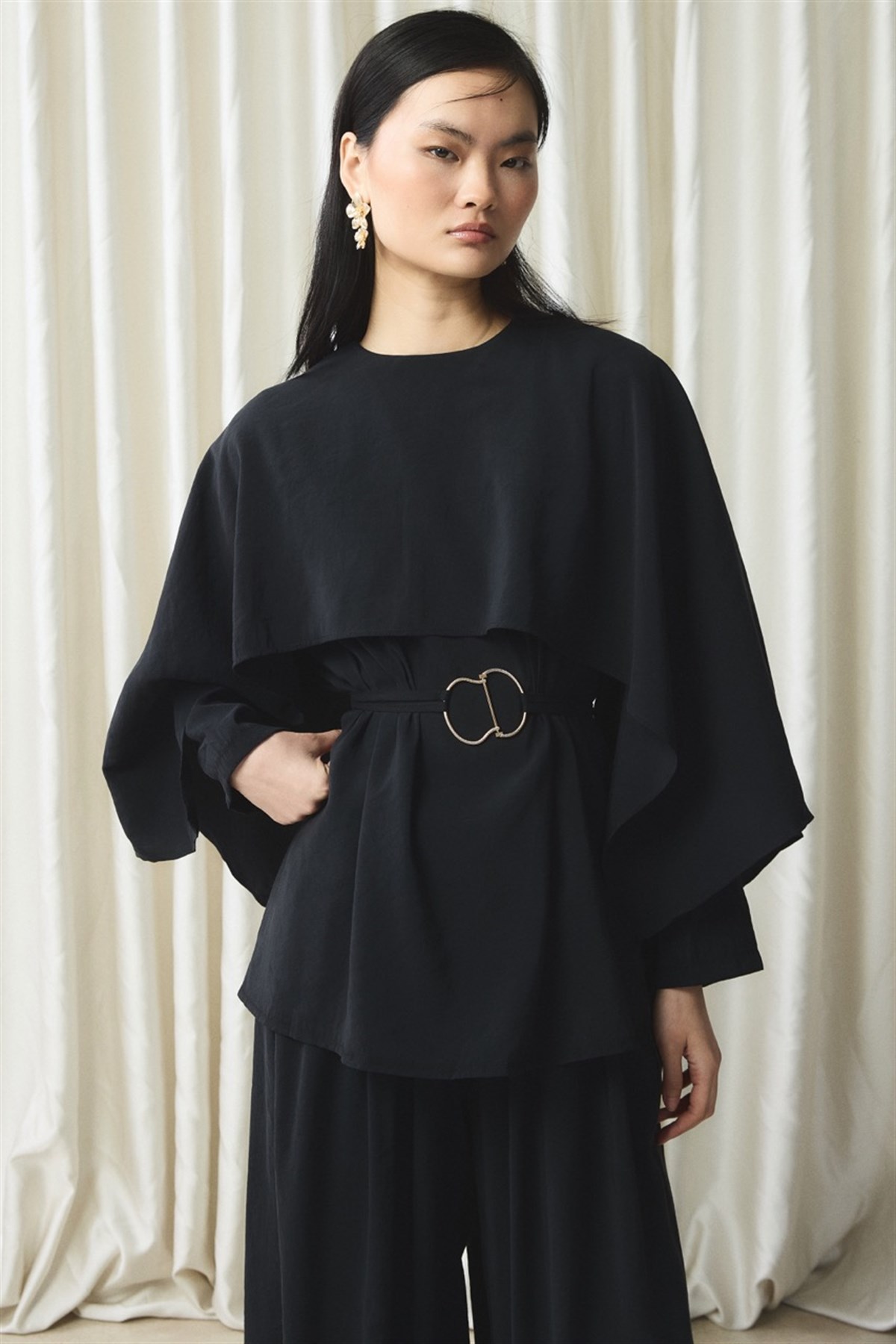 Şal Yaka Kemerli Takım - Siyah