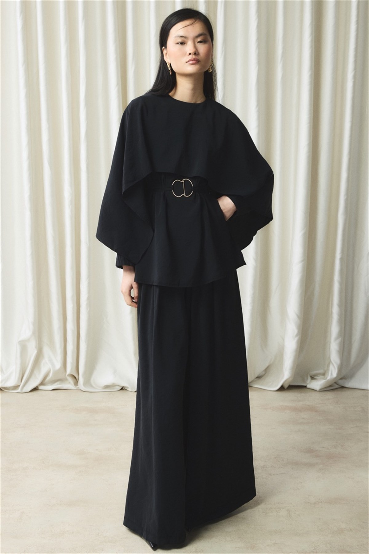 Şal Yaka Kemerli Takım - Siyah